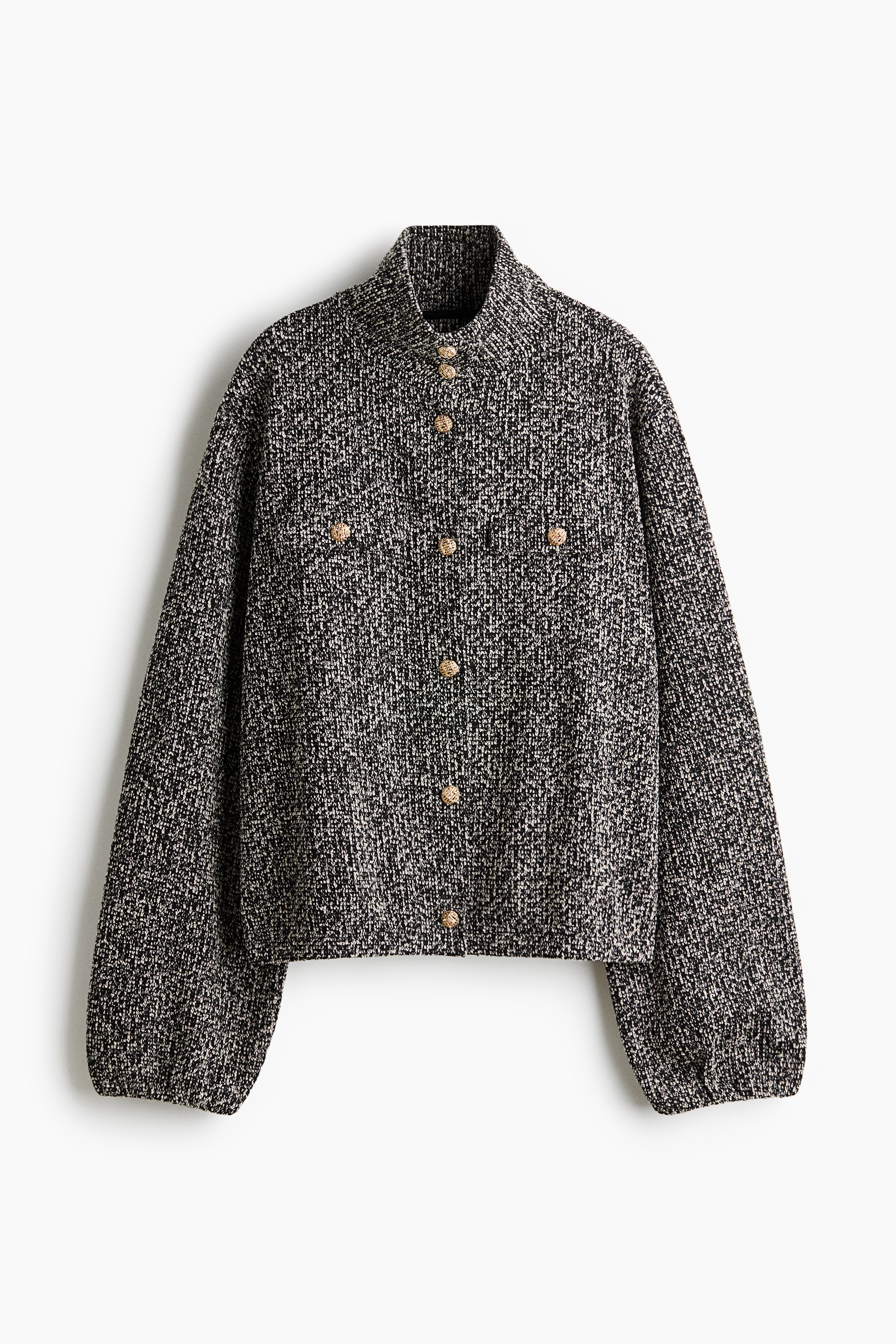 Oversized bouclé-knit jacket - White/Black