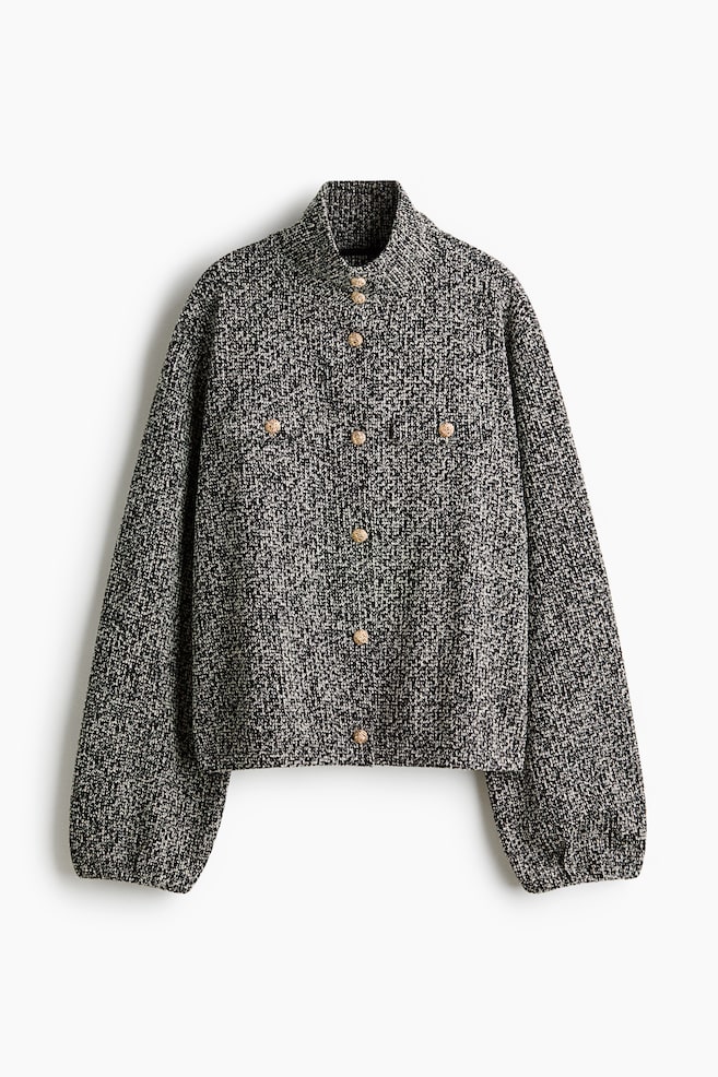 Oversized bouclé-knit jacket - White/Black - 1