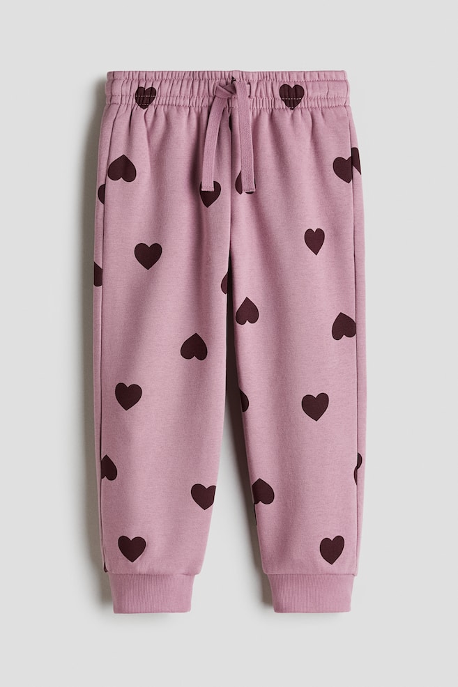 Brushed-inside joggers - Heather purple/Hearts/Bright pink/Light beige/Light pink/Cherries/White/Hearts/Dark grey/Hearts/Pink/White/Hearts/White/Hearts/Pink/Hearts/Powder pink/Light purple/Beige/Leopard print - 1