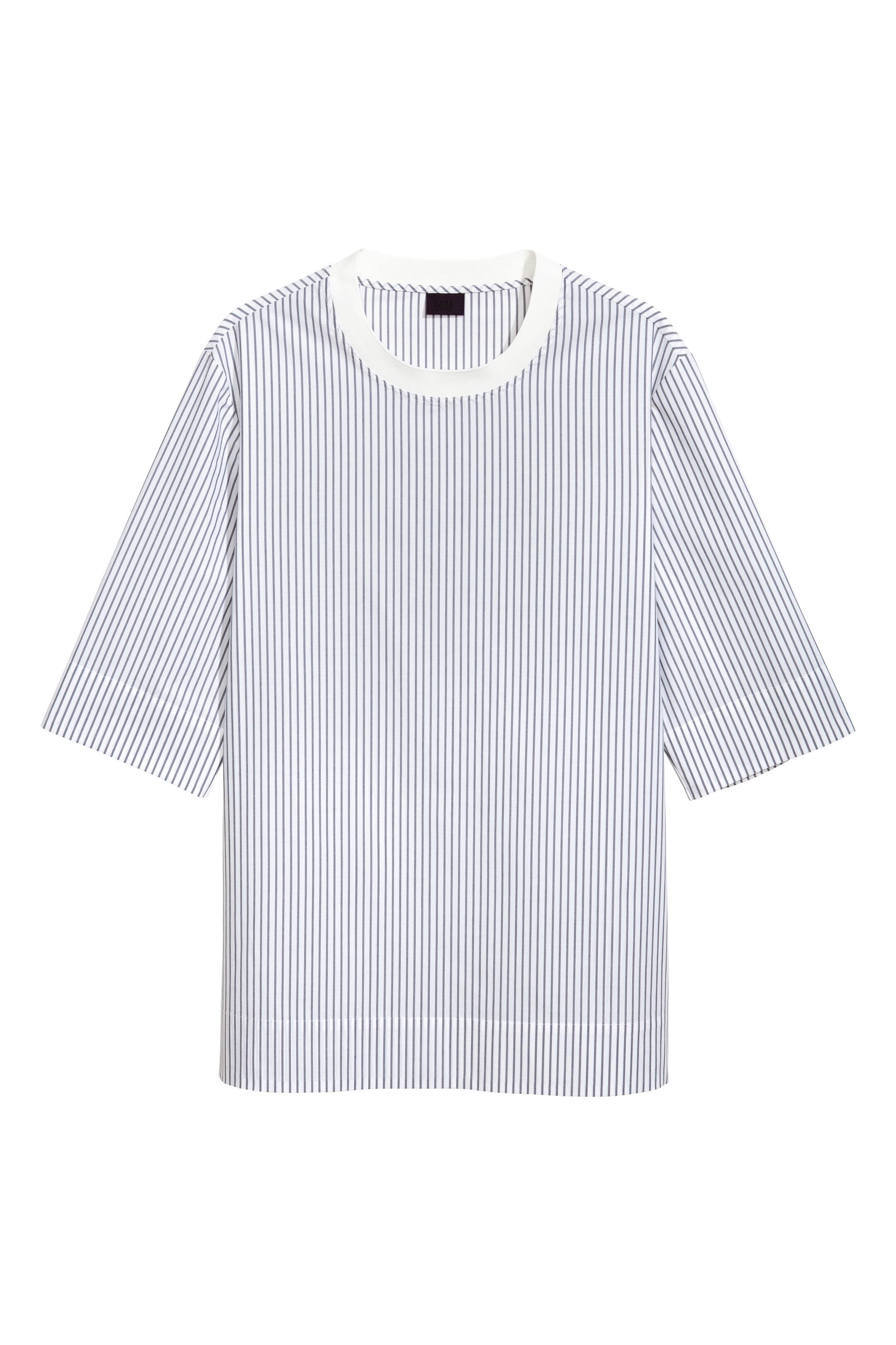 Agrandir l'image: T-shirt en coton tissé - Blanc/rayé - HOMME | H&M FR 1
