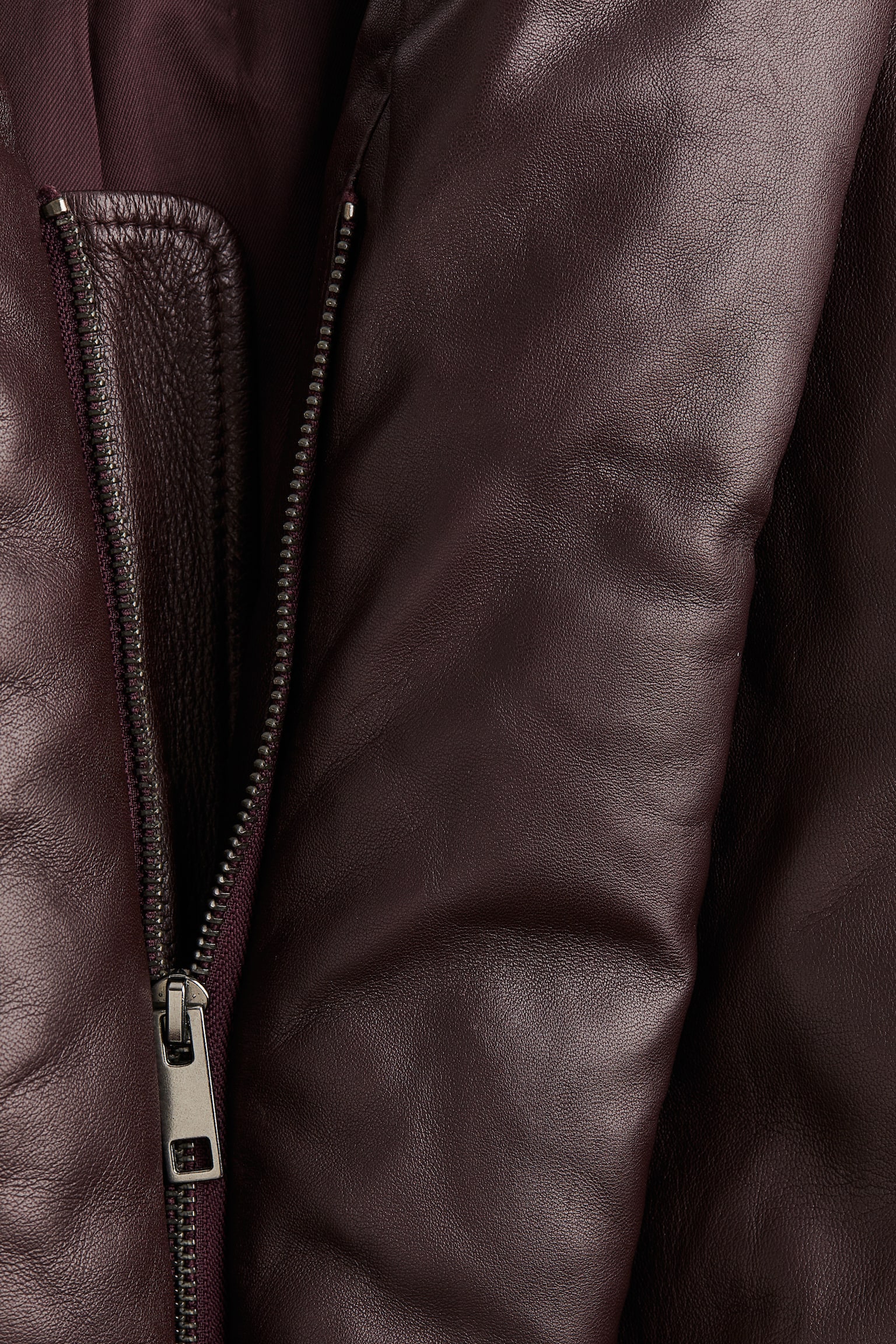 Shawl-collared leather jacket - Burgundy - 8