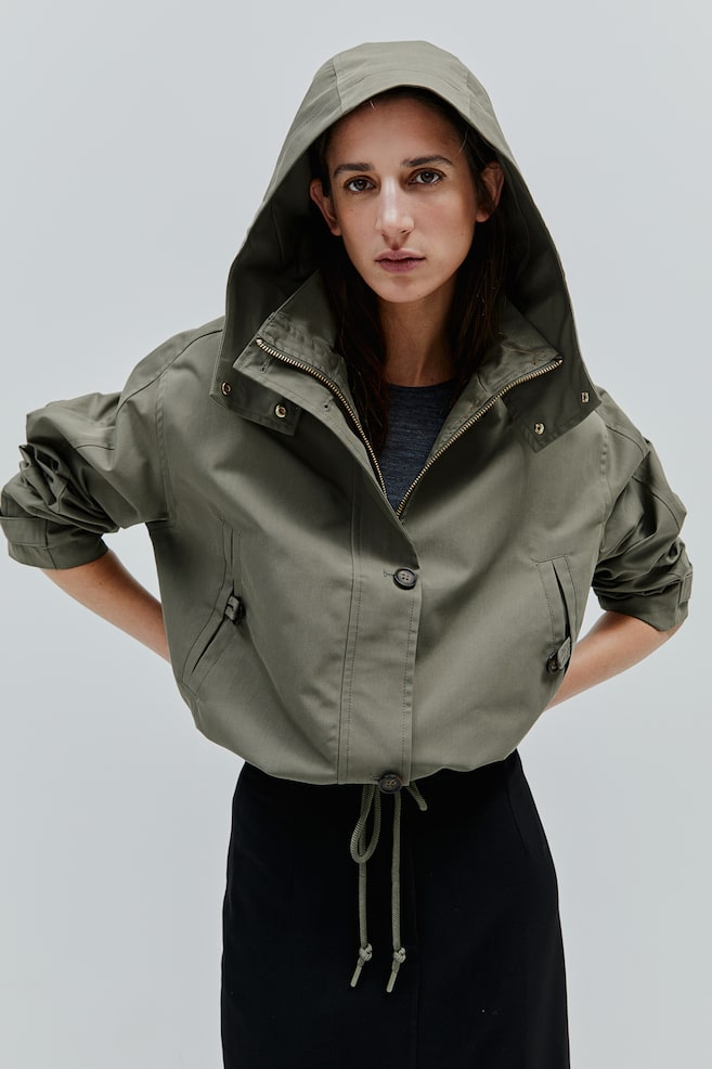Water-repellent hooded jacket - Khaki green - 3