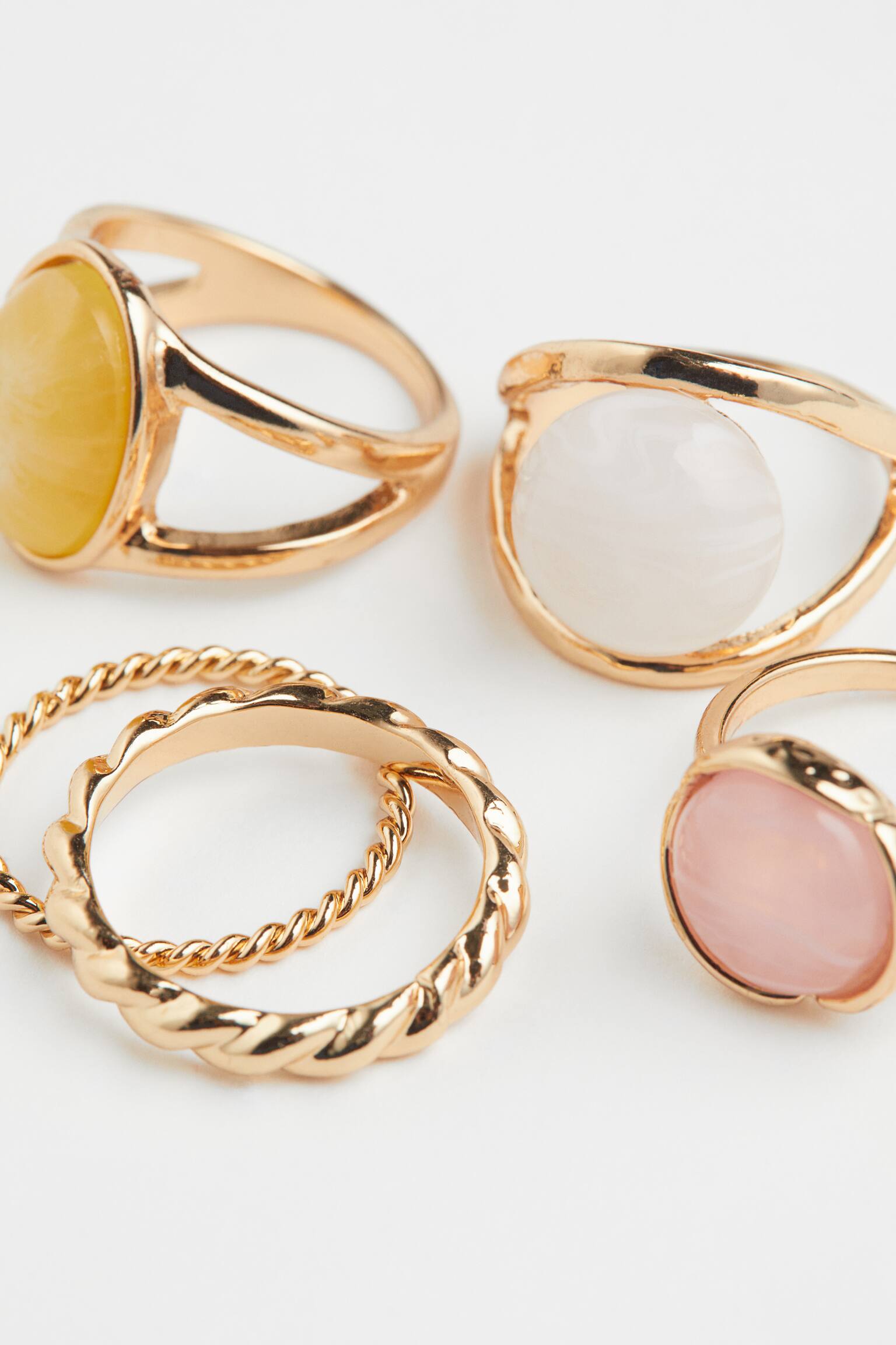 5-pack Rings - Gold colour/Light pink/Gold - 2