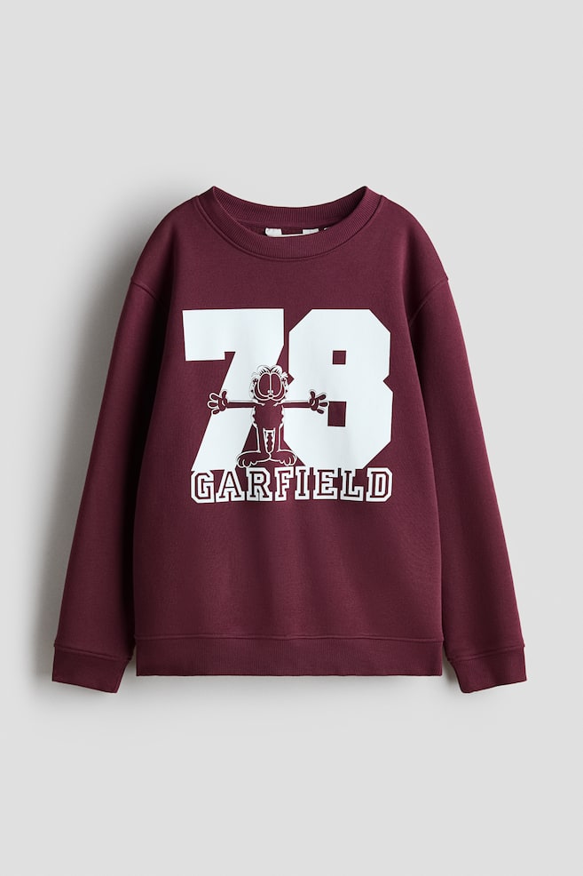 Printed Sweatshirt - Dark red/Garfield - 1