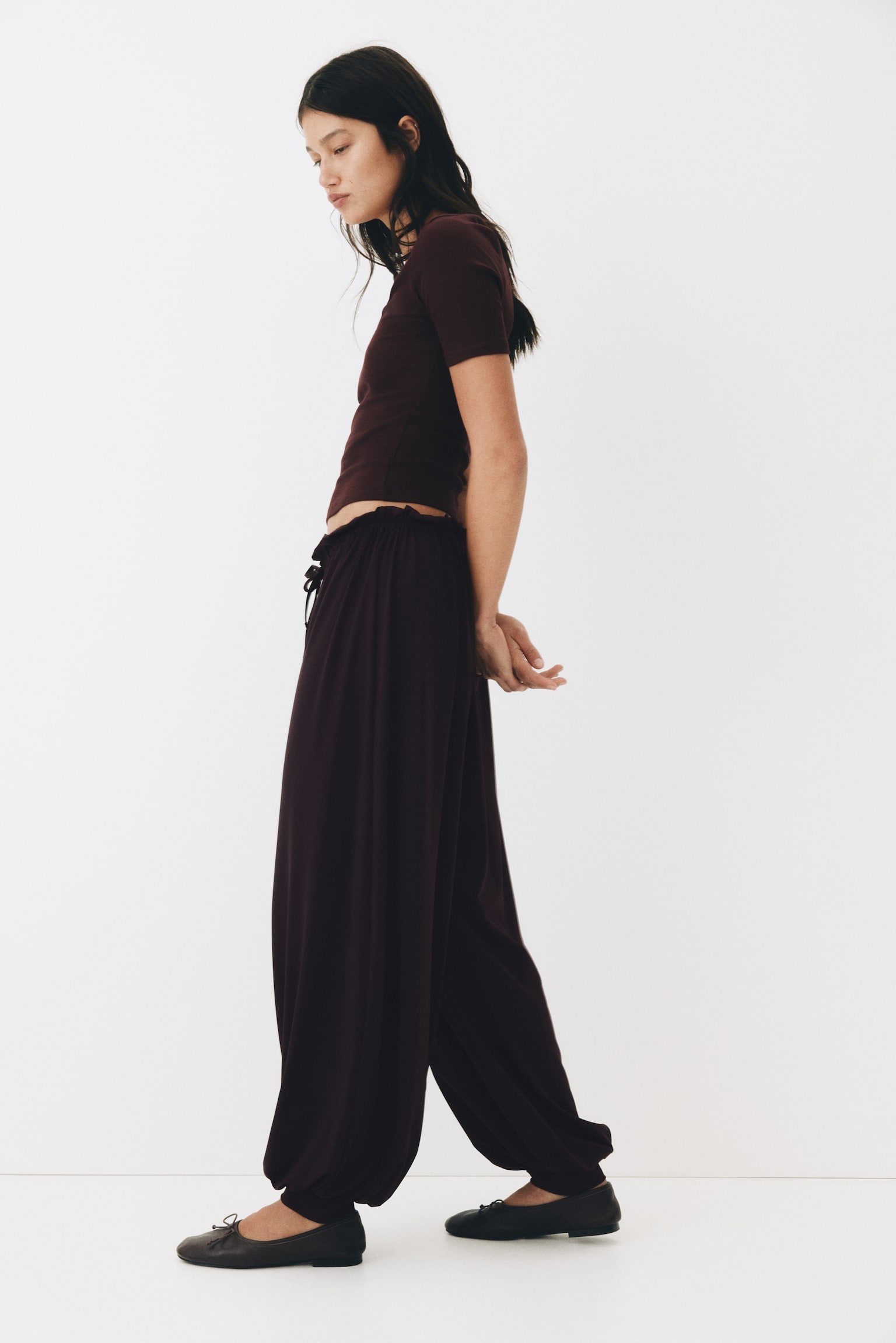 Jersey balloon trousers - סגול שזיף/ירוק זית/שחור - 3