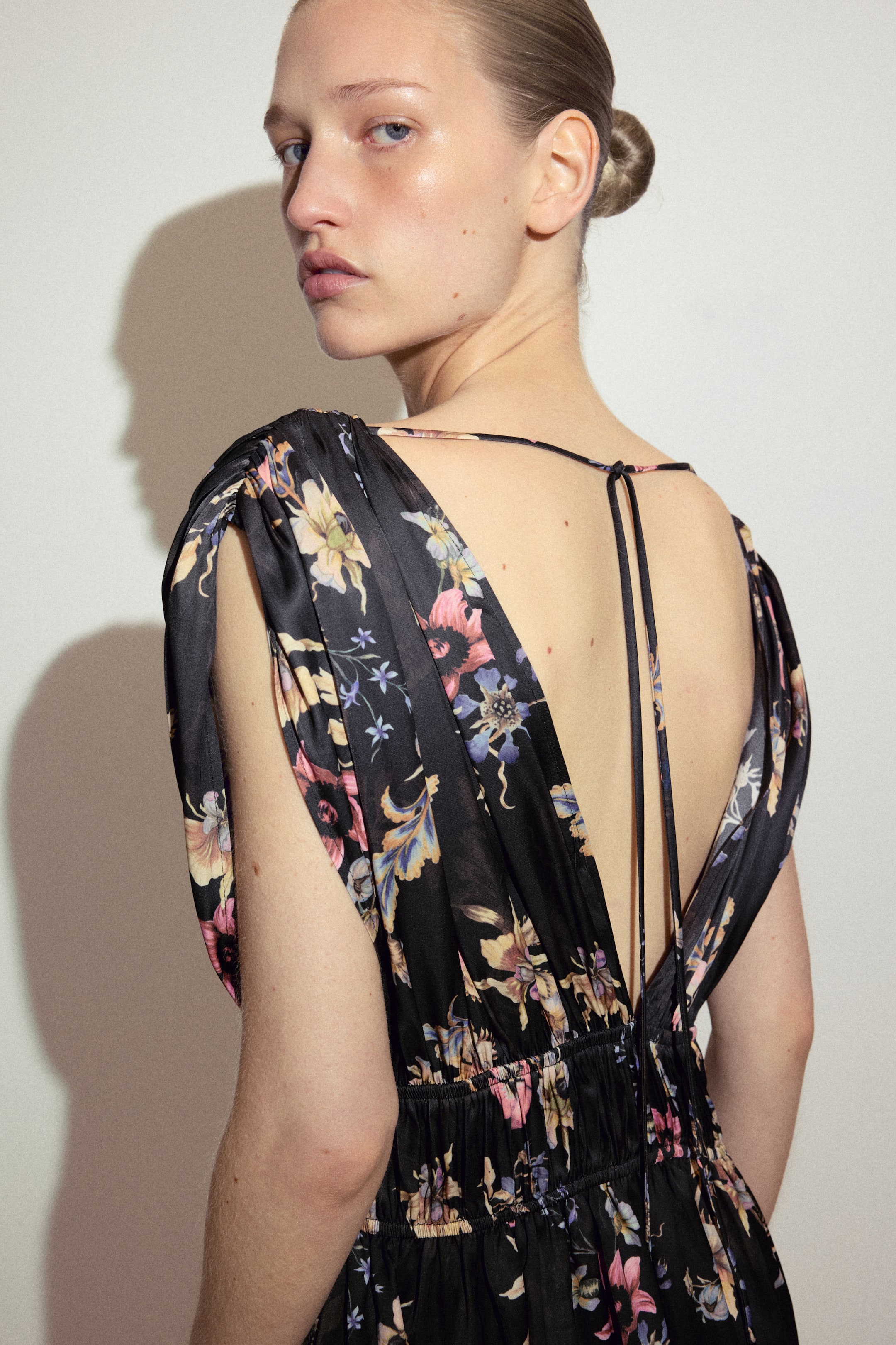 Draped Tie-Detail Dress