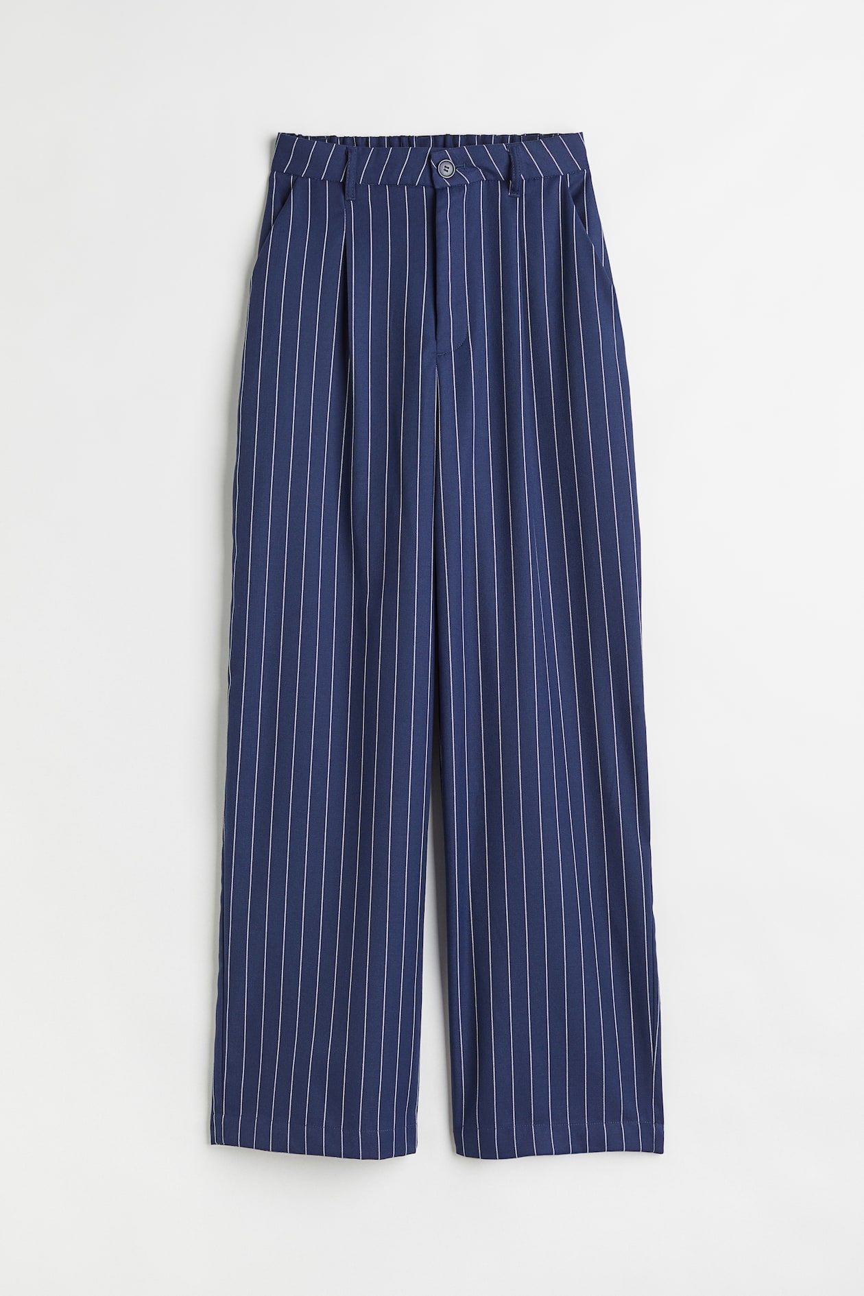 Dress Pants - High waist - Long - Dark blue/pinstriped - Ladies | H&M US