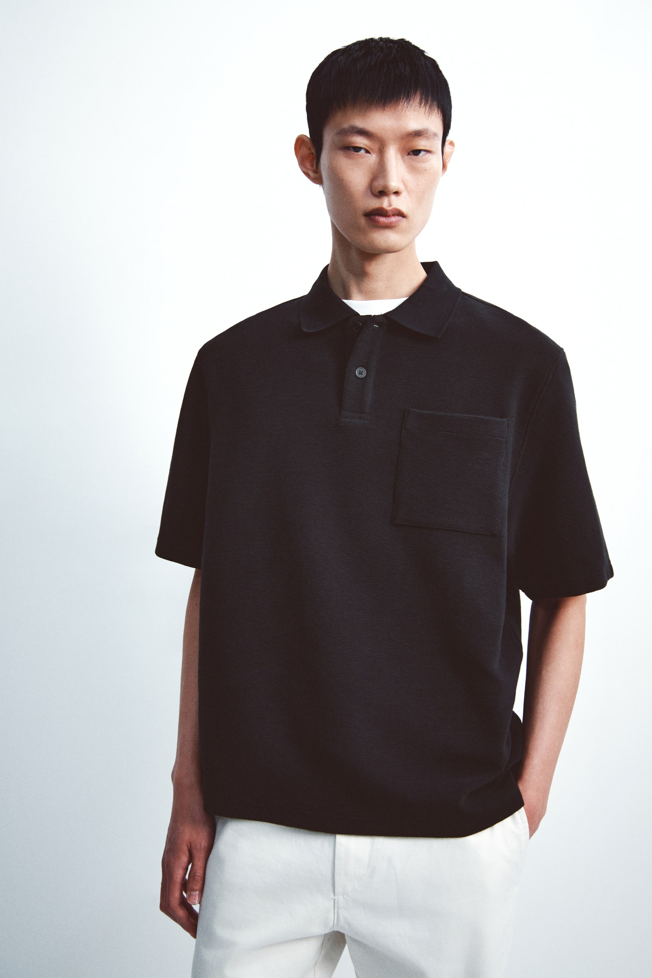 View larger image: Loose Fit Polo shirt - Black - Men | H&M SG 1
