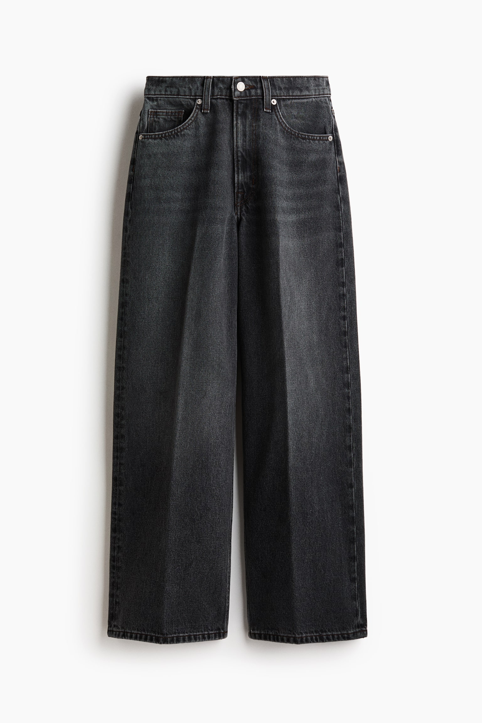 Женские джинсы H&M Baggy Regular Waist, цвет: Чёрный — фото 1