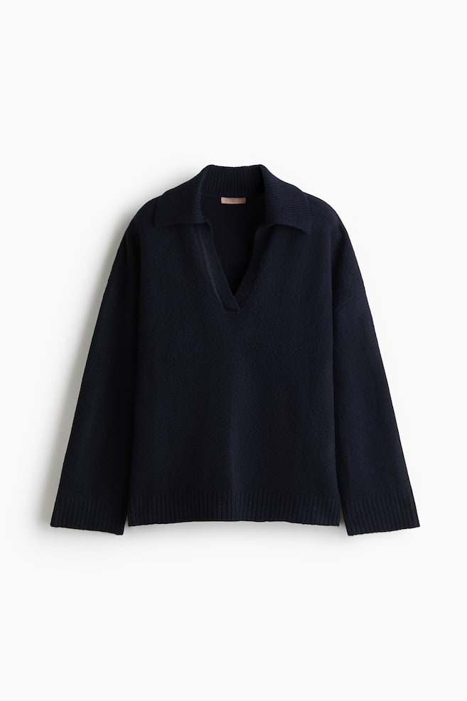 Pull en maille fine avec col - Bleu marine/Taupe chiné/Gris foncé chiné/Marron foncé - 1