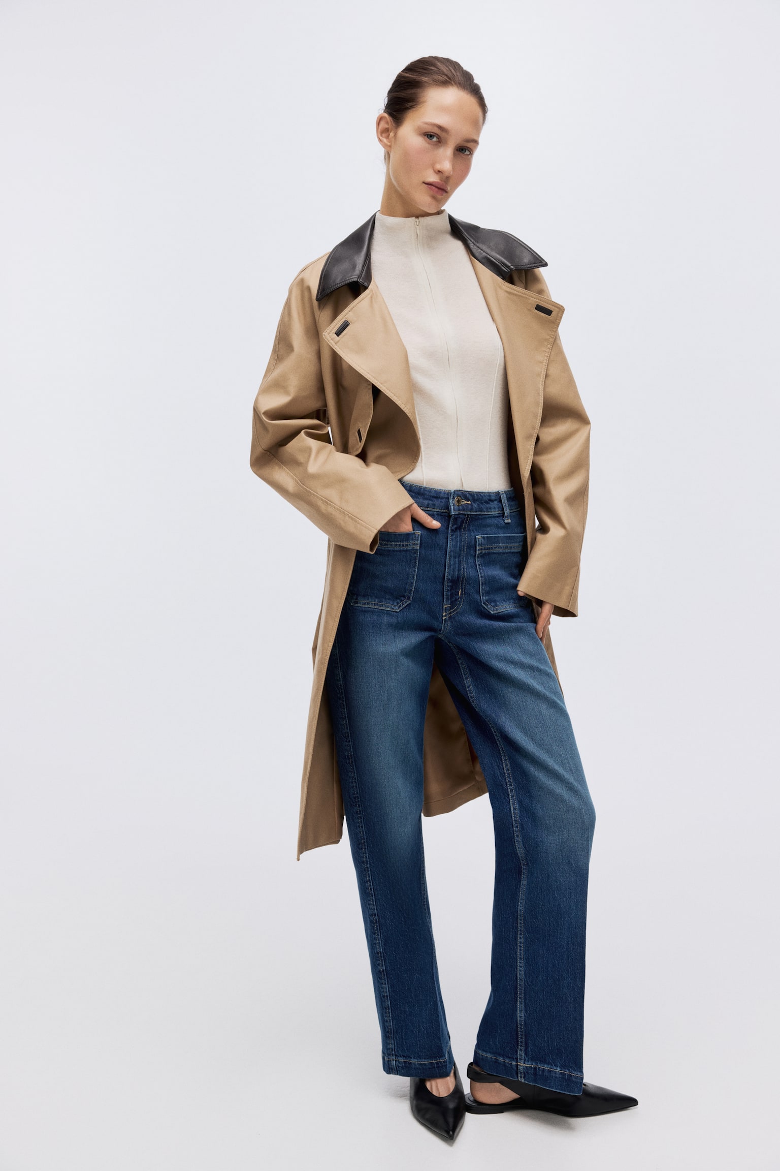 Wide High Jeans - Dark denim blue/Light red/Light denim blue/White/Navy denim blue/Dark brown/Powder pink - 6