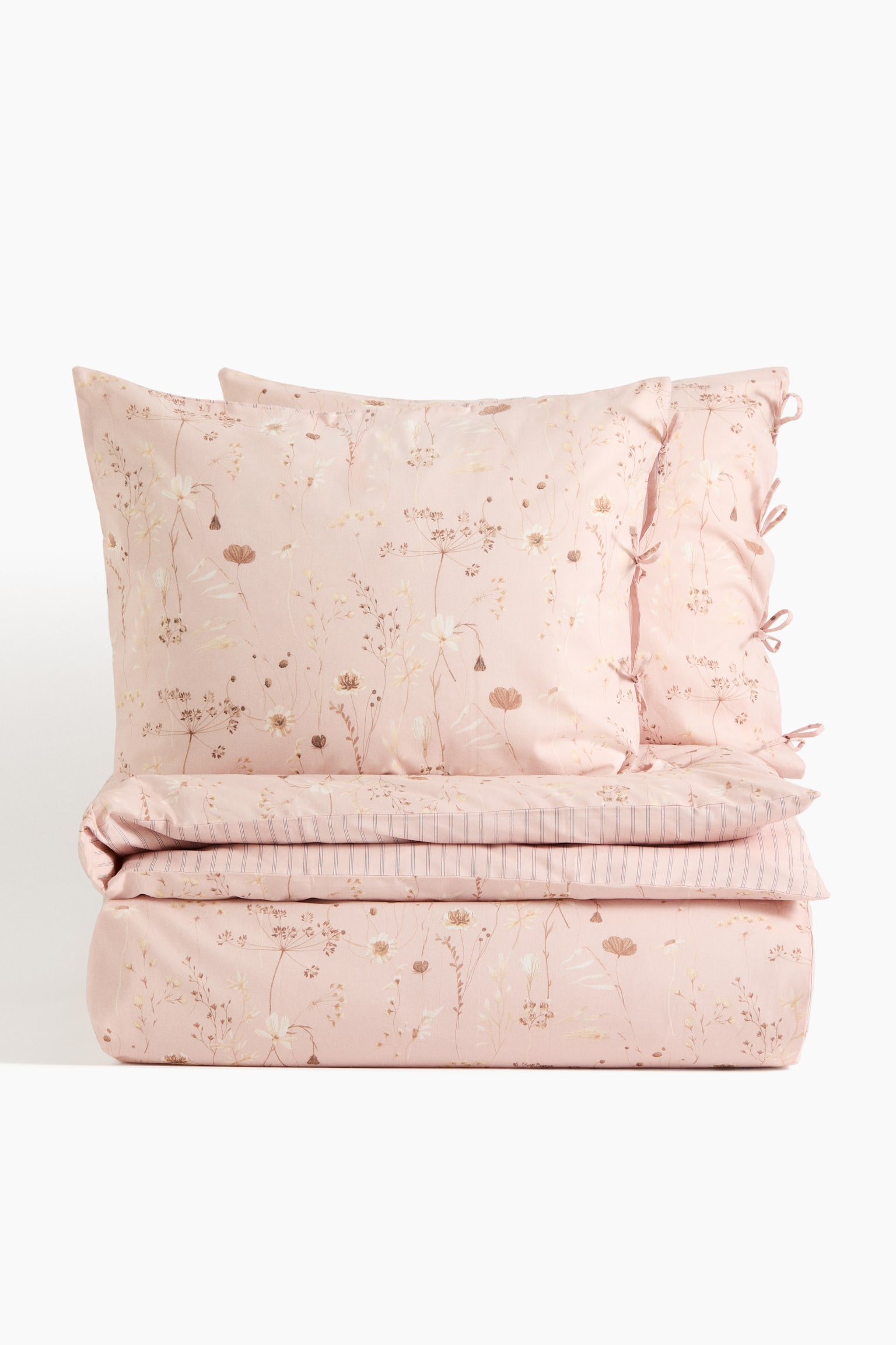 Floral double/king duvet cover set - Powder pink/Floral/Light beige/Floral/Dusty blue/Floral - 1