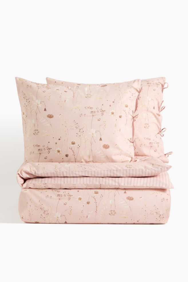 Floral double/king duvet cover set - Powder pink/Floral/Light beige/Floral/Dusty blue/Floral - 1