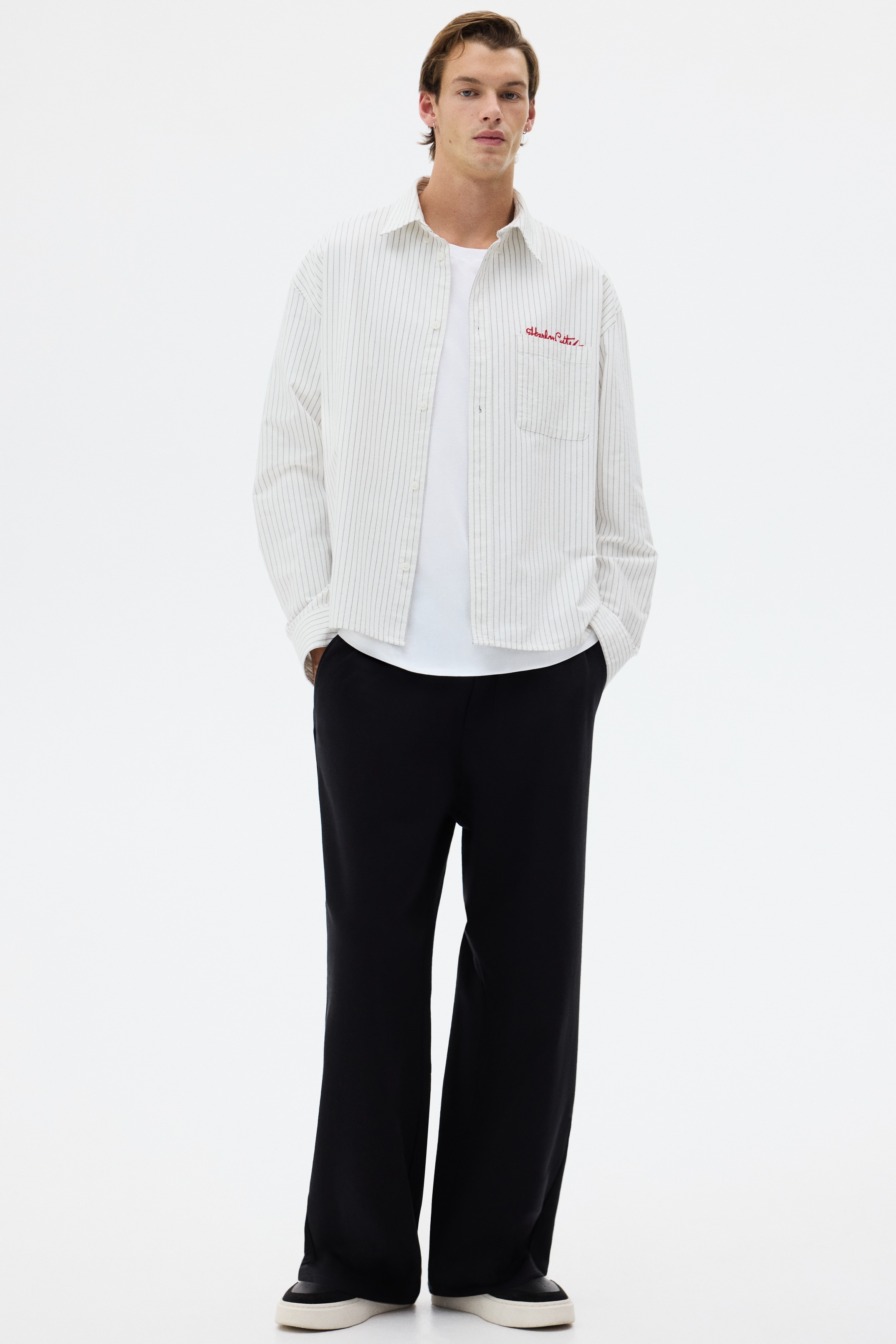 H & M - コットンワイドジョガーパンツ - ブラック