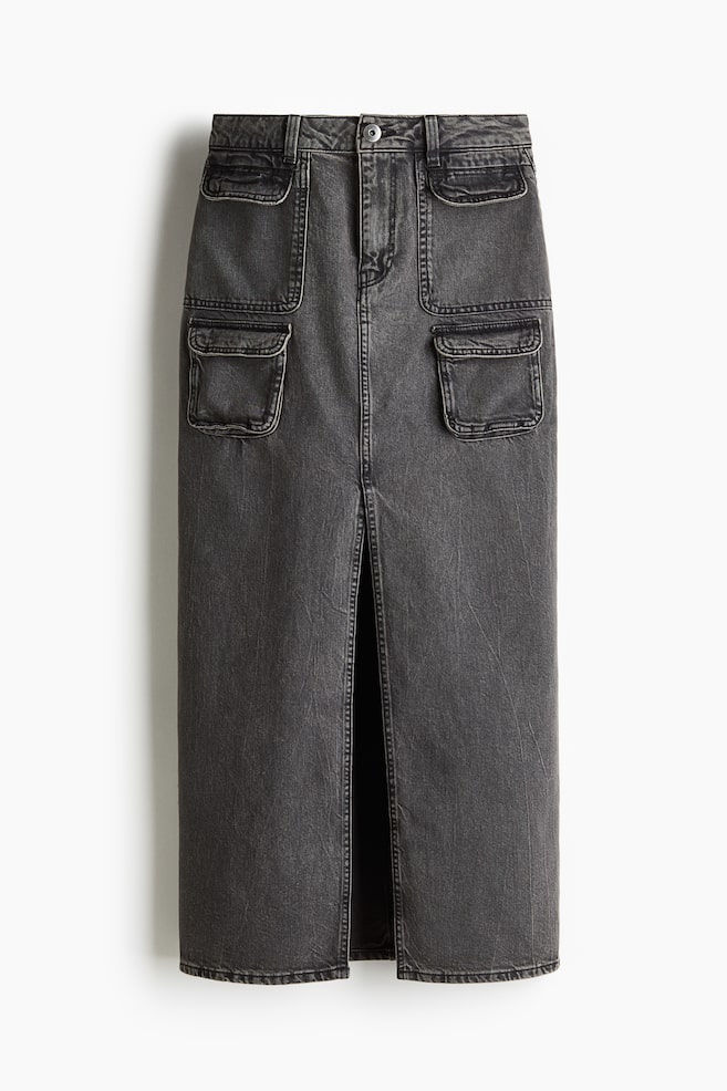 Denim cargo maxi skirt - Anthracite grey/Beige - 1