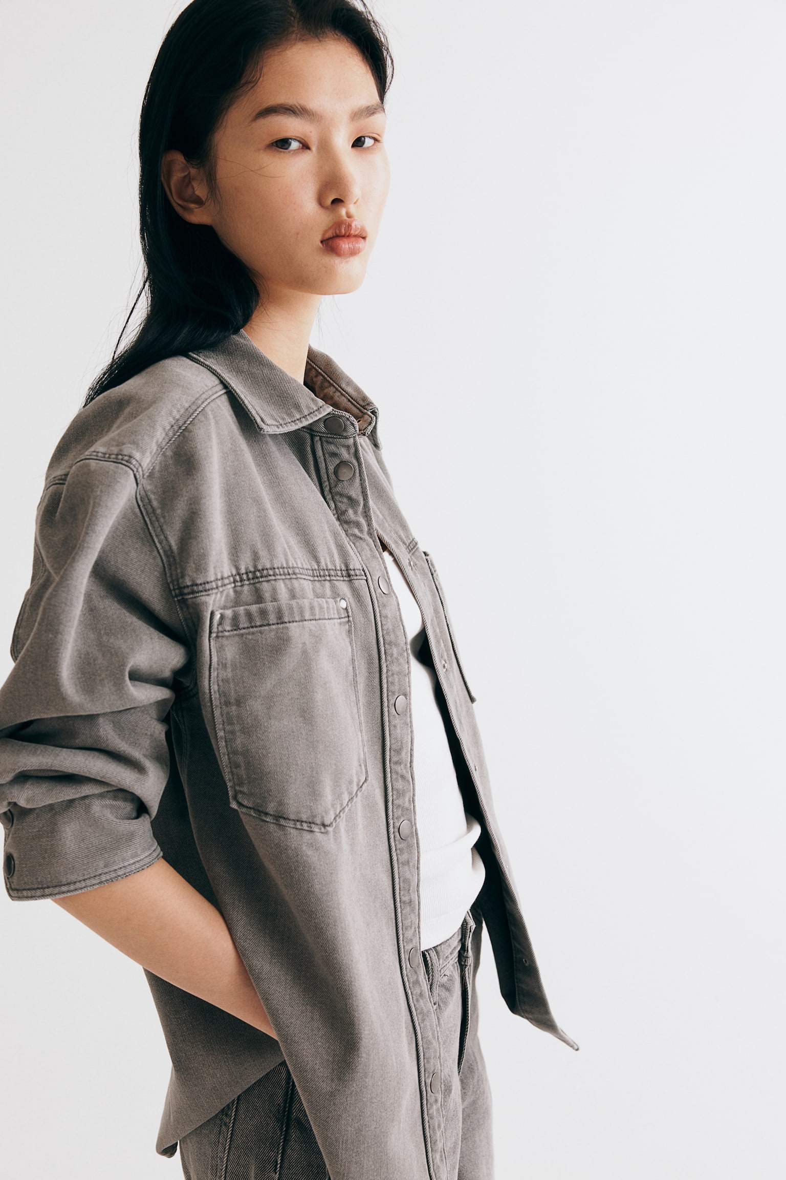 Loose denim shirt - Denim grey/Denim blue - 7