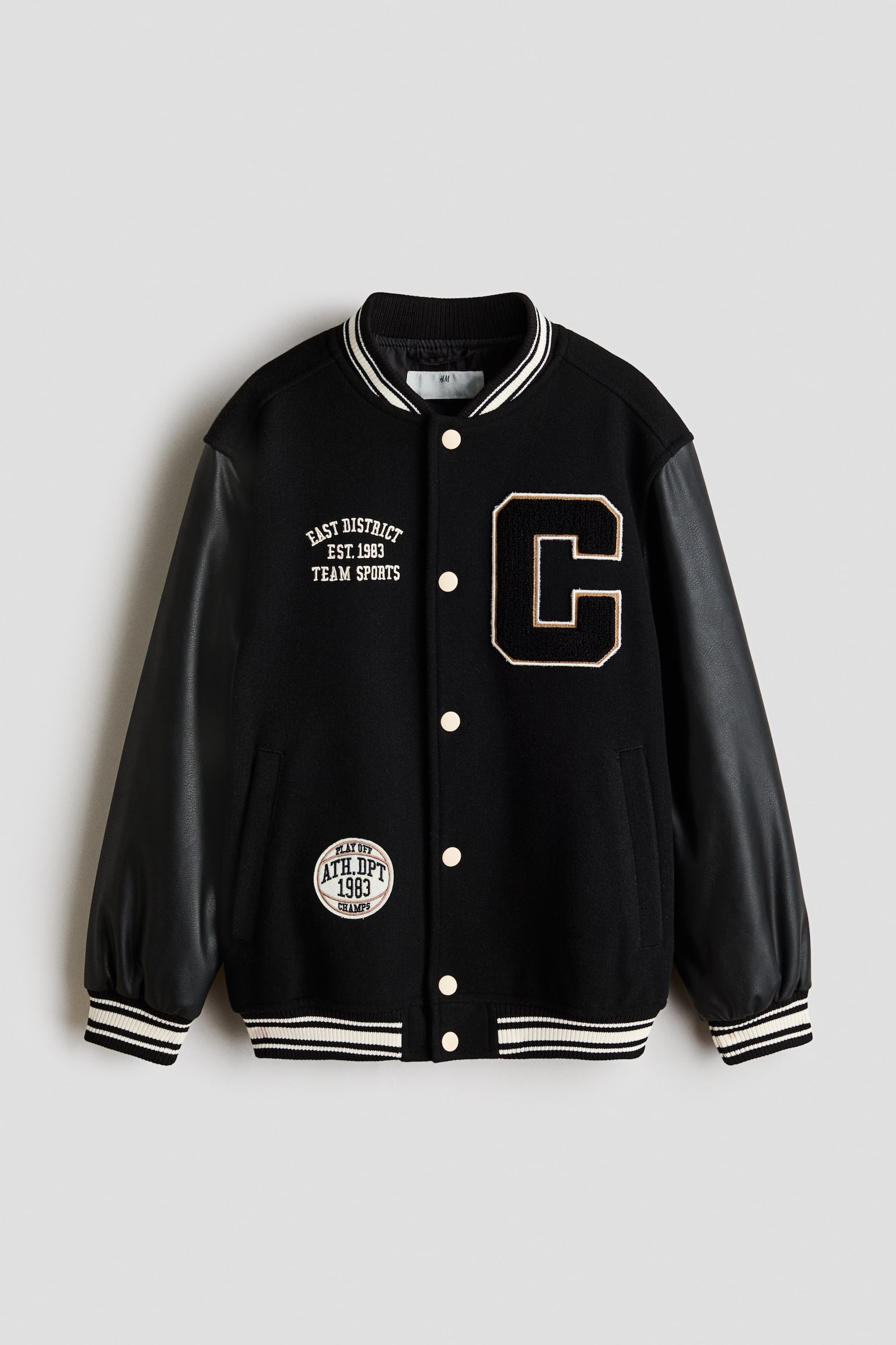 Appliquéd baseball jacket - Black/C