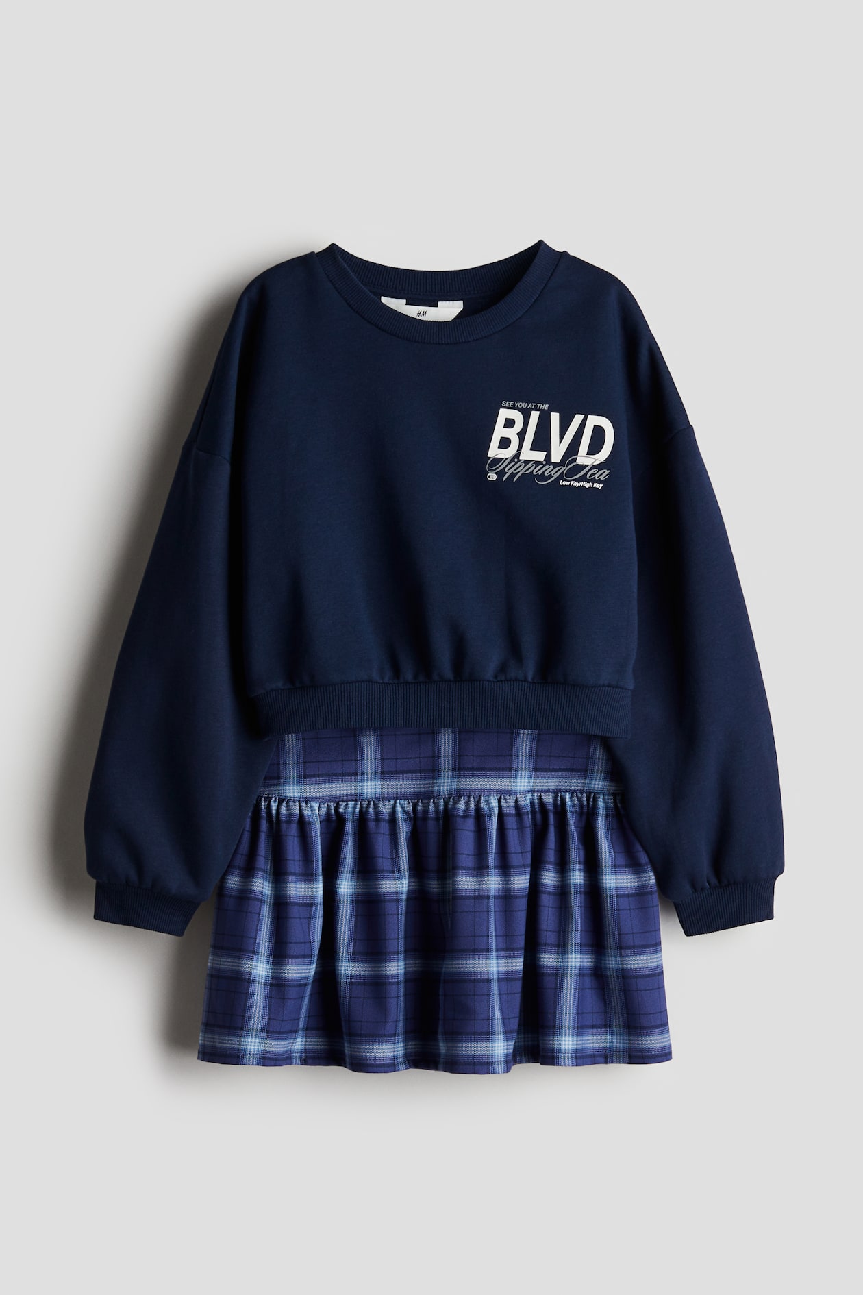 2-piece Sweatshirt and Skirt Set - Dark blue/BLVD - Kids | H&M US 