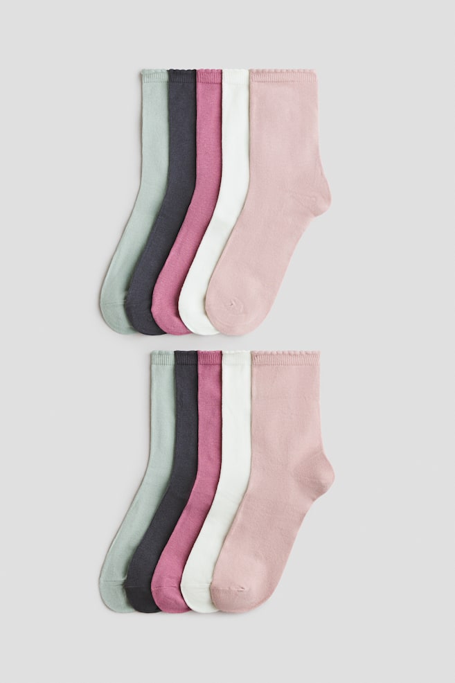 10-pack socks - Heather purple/Dusty turquoise/Pink/Grey/Black/Pink/Mint green/Dark red/Powder pink/Cream/Pink/Plum purple/White - 1
