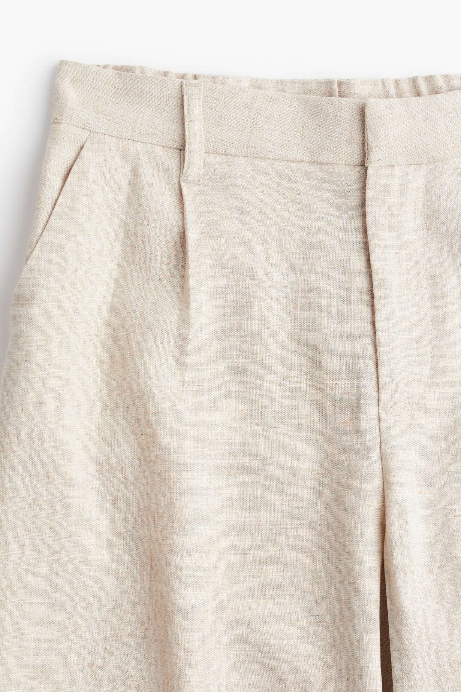 Linen Blend Tailored Pants - Light beige/Black - 6