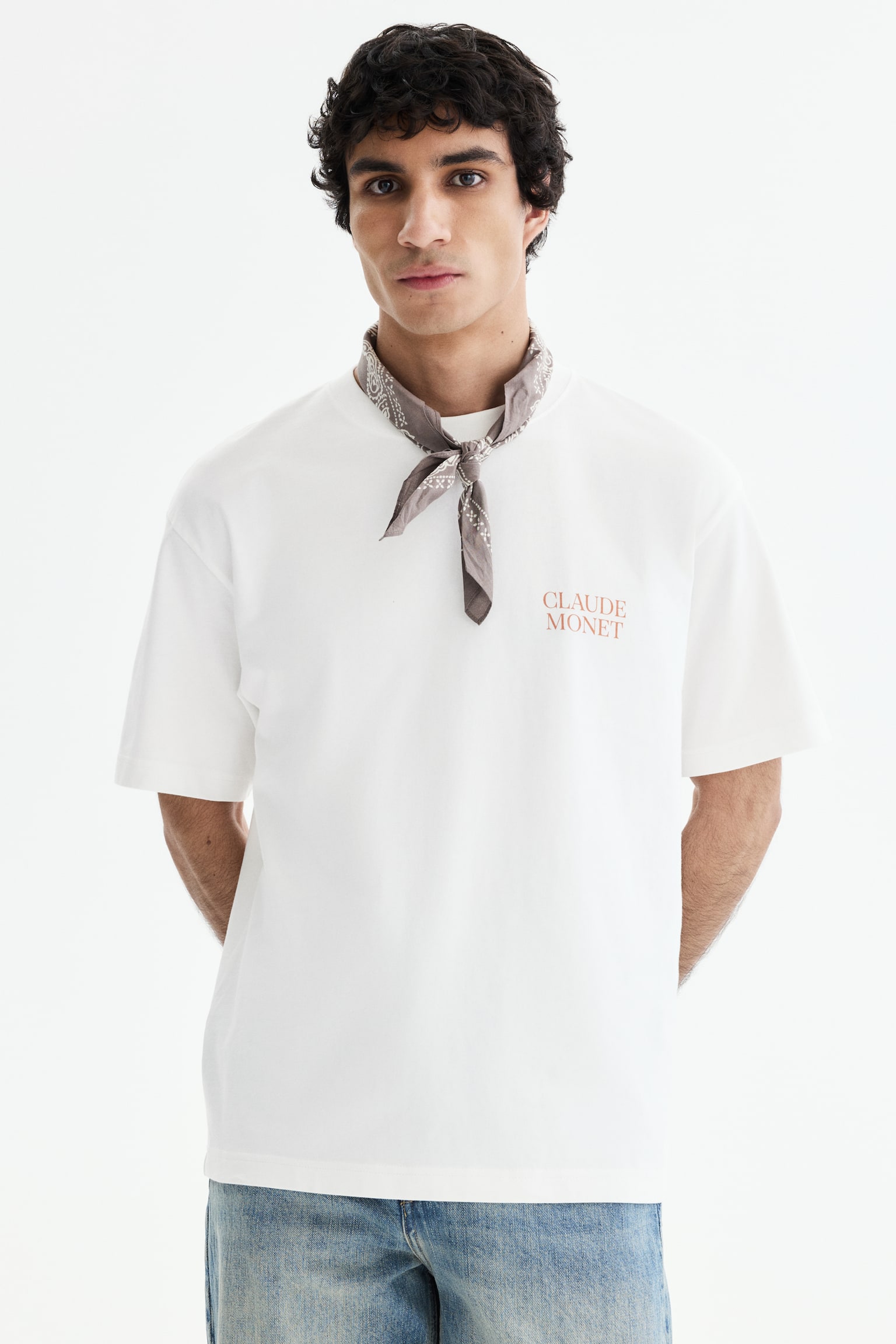 T-shirt Loose Fit-Biały/Monet - 7