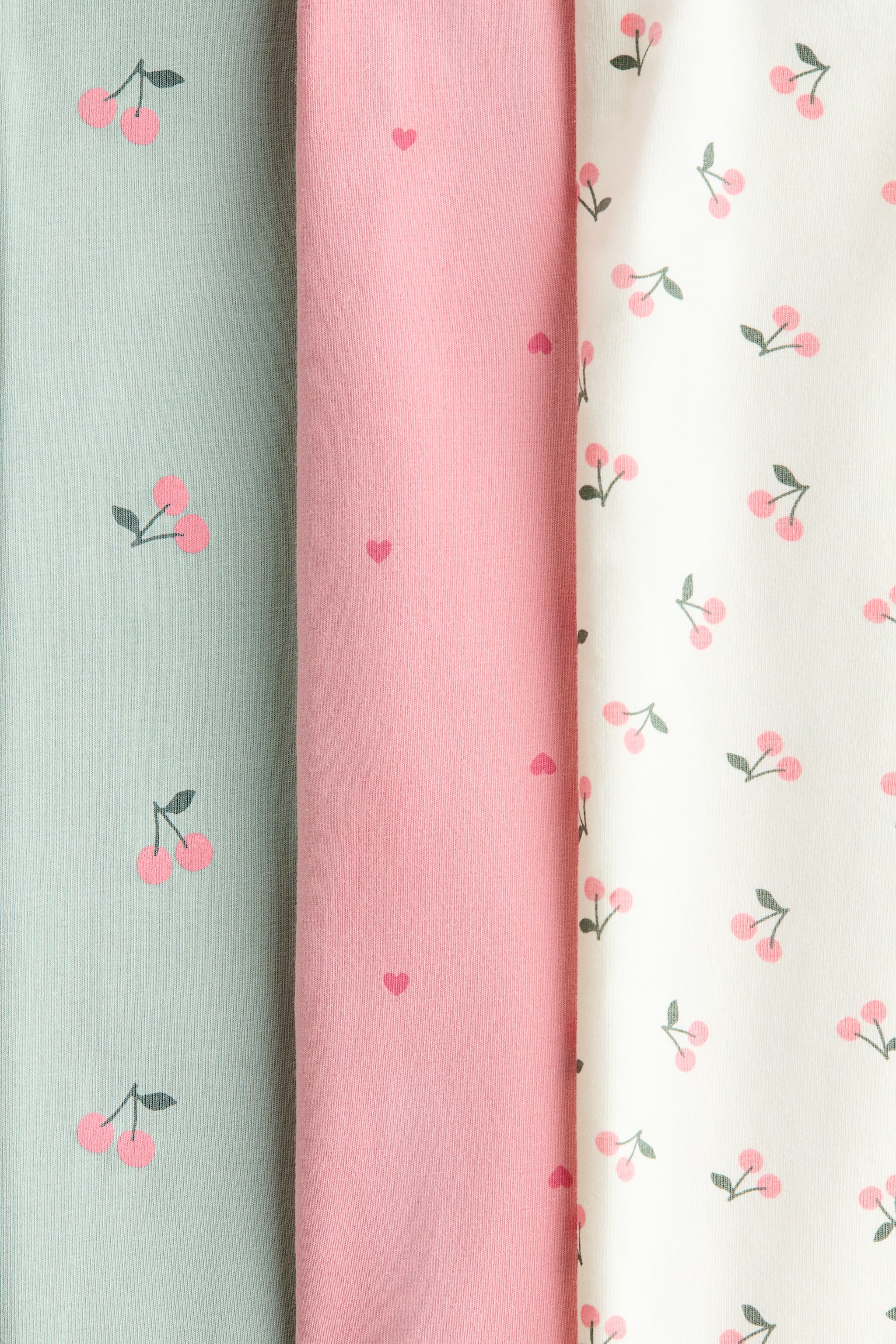 3-pack cotton leggings - Light green/Cherries/Light dusty pink/Floral/Beige/Leopard print/Black/Spotted/Navy blue/Floral - 2