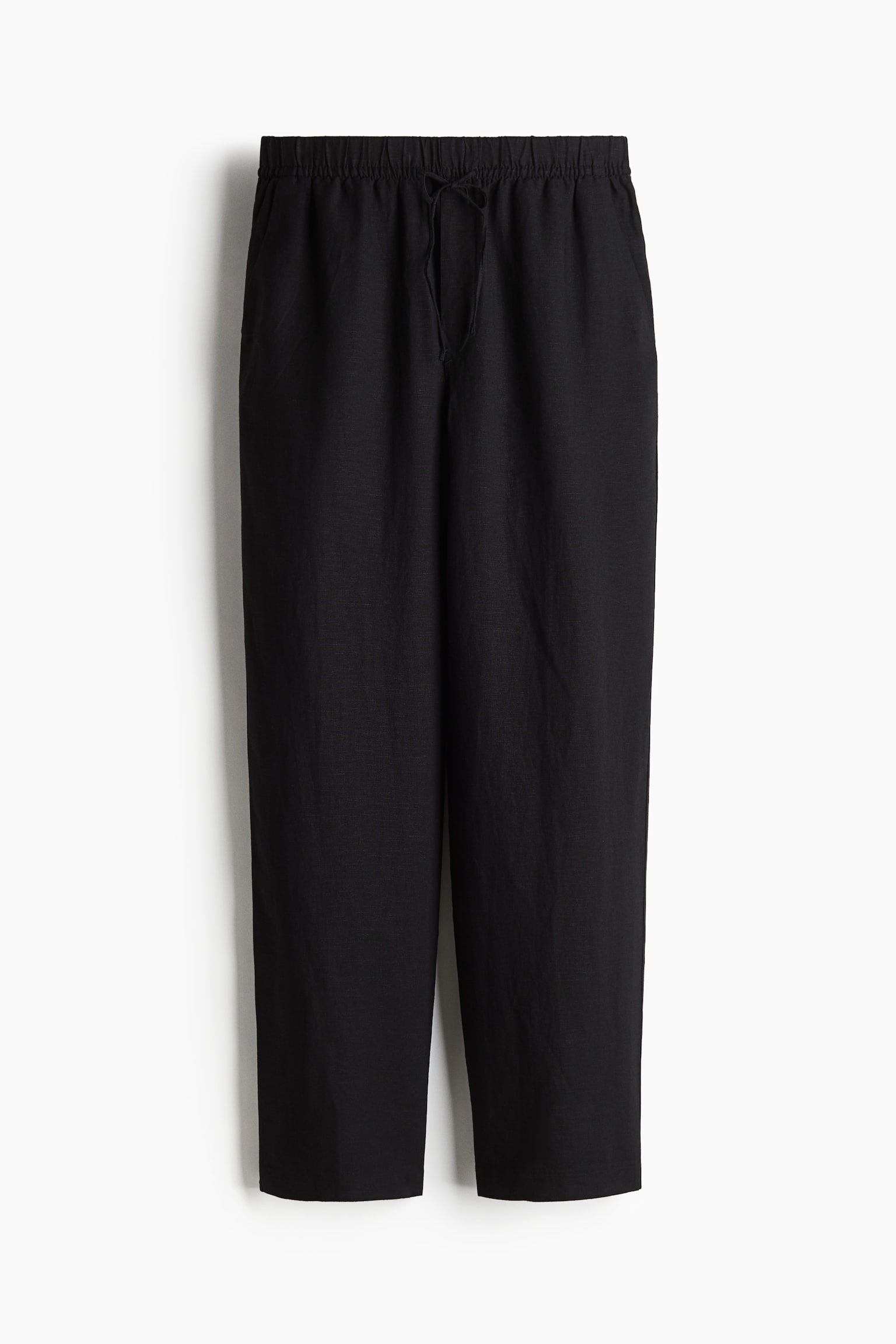 Женские брюки H&M Linen-Blend Drawstring, цвет: Чёрный — фото 1