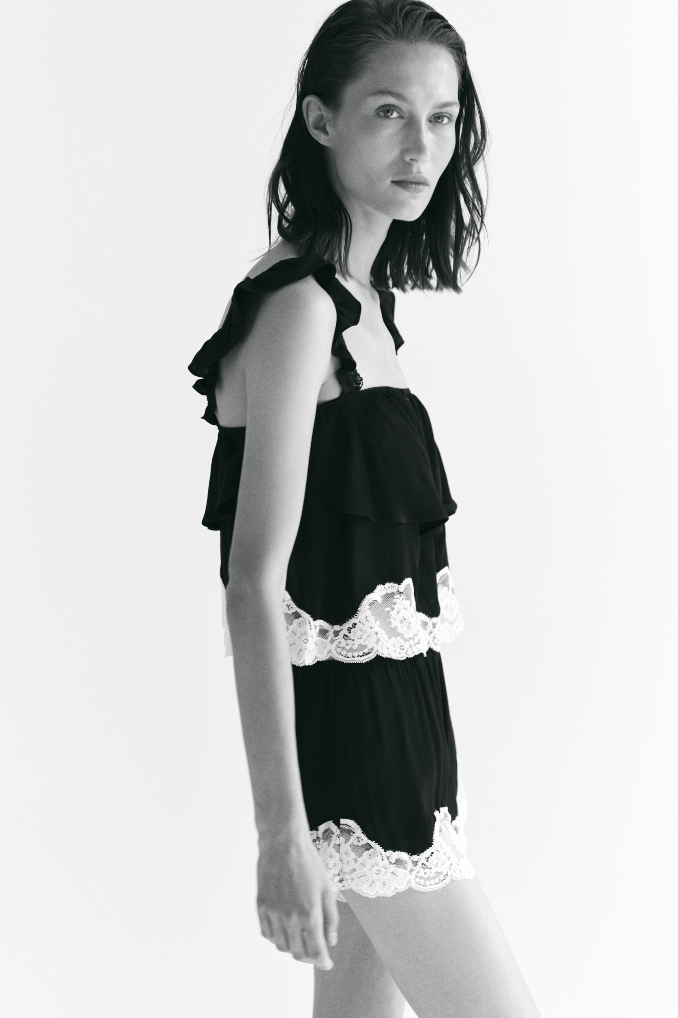 Lace-Trimmed Pajama Top