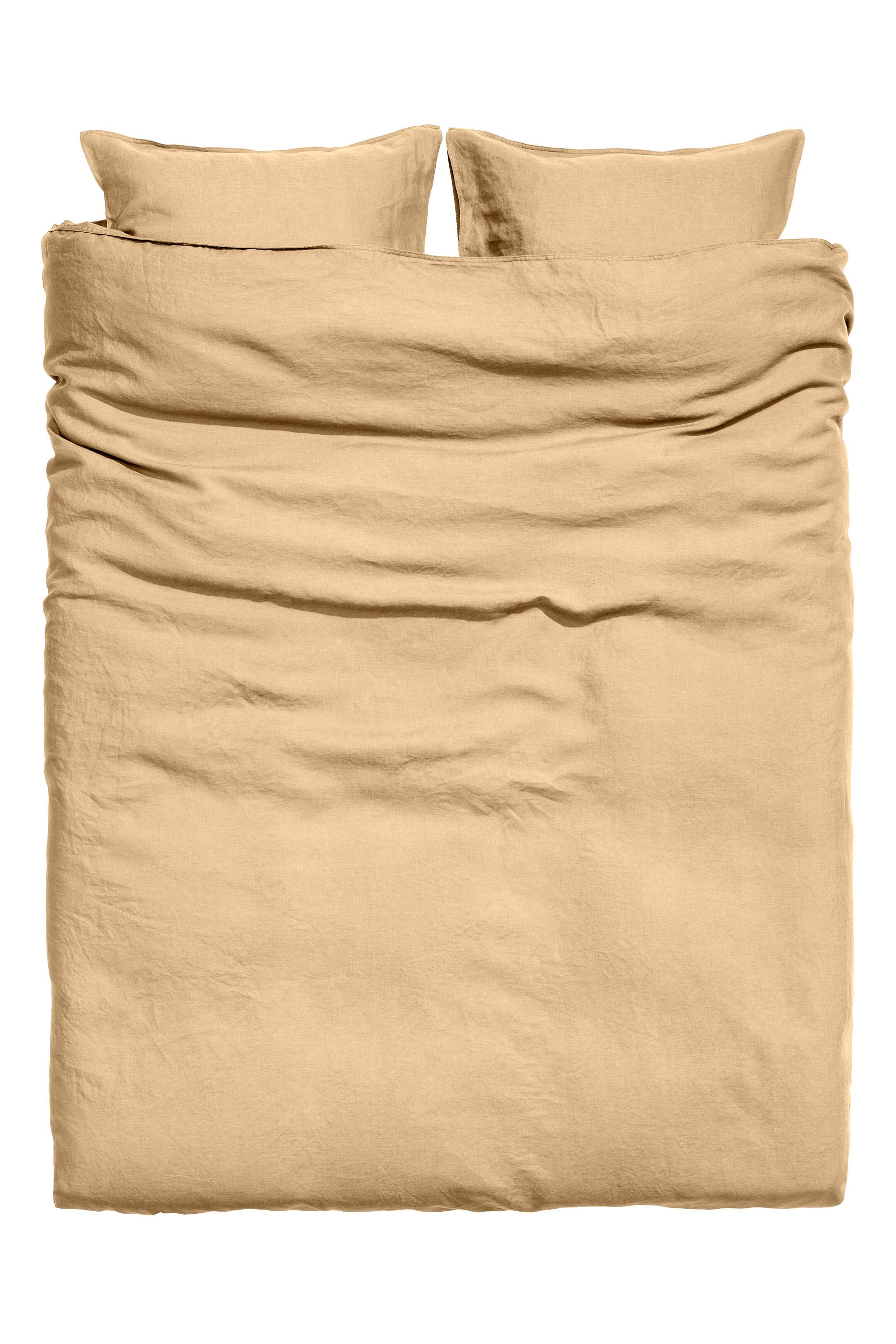View larger image: Linen King/Queen Duvet Cover Set - Light mustard yellow - Home All | H&M CA 1