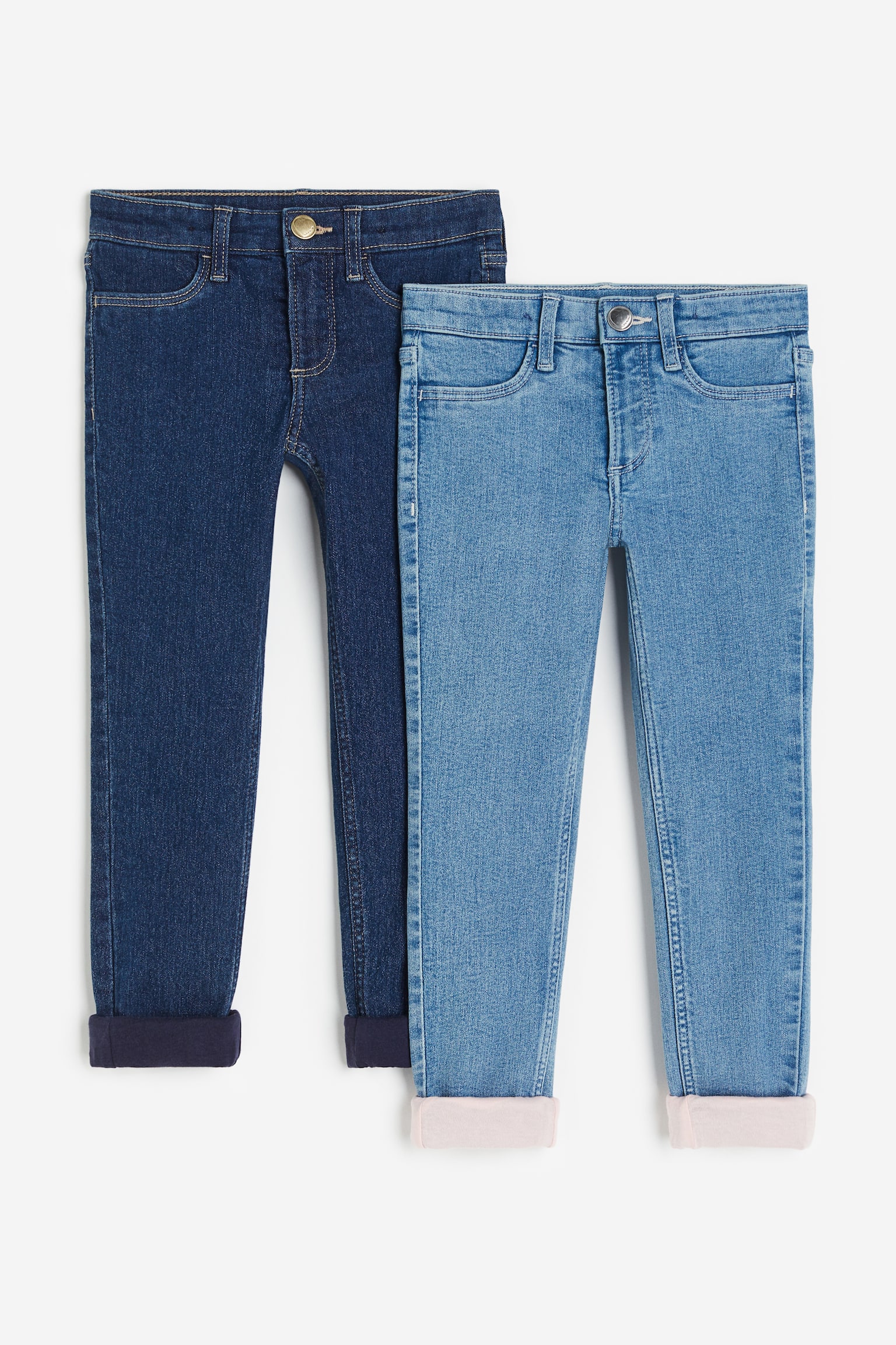 2-pack Skinny Fit Lined Jeans - Denim blue - 1