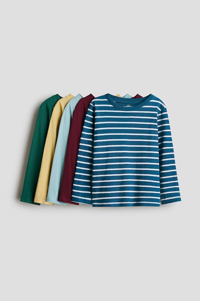 5-Pack Cotton Tops - Dark turquoise/striped/Turquoise/striped/Navy blue/blue/plum red/Blue/black/white - 1