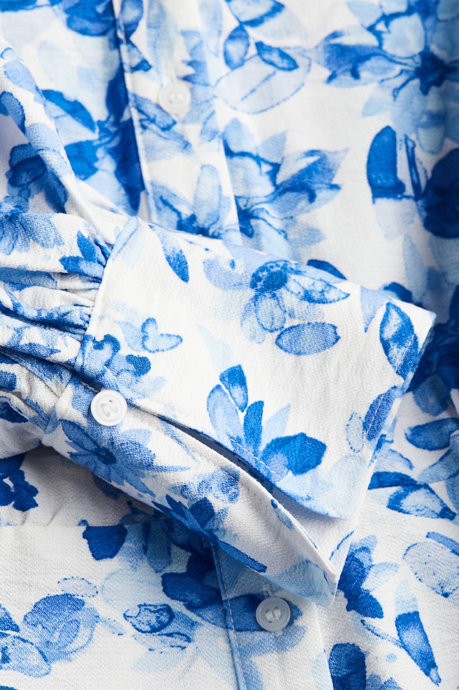 Robe avec ceinture à nouer - Blanc/bleu/fleuri/Crème/motif - 2