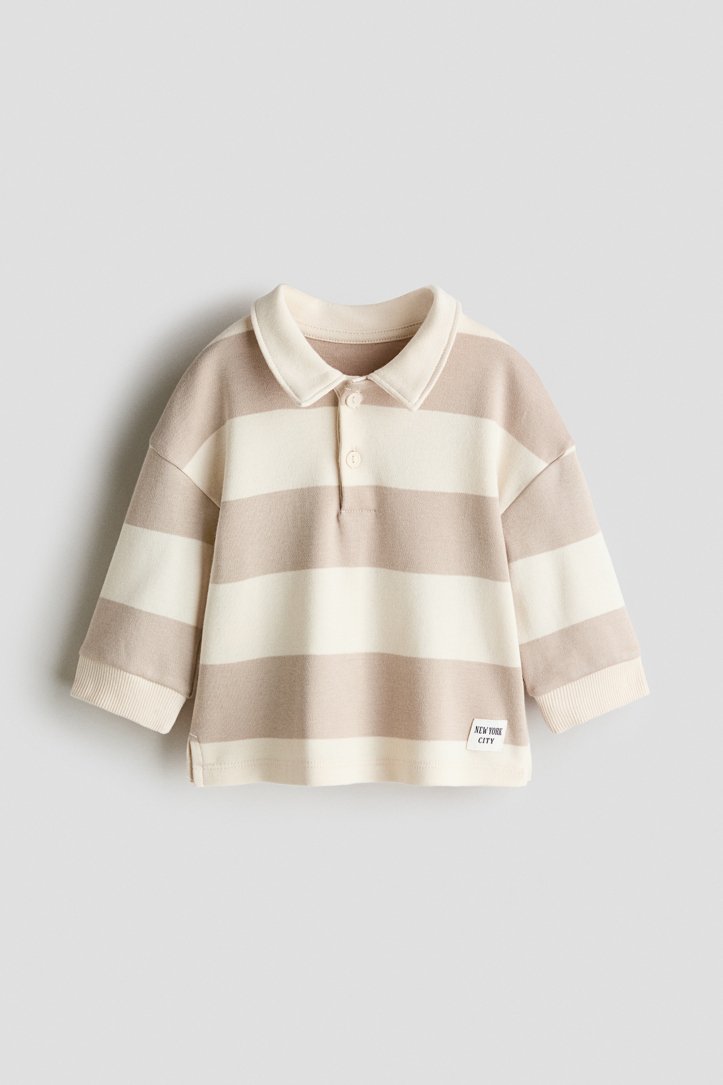 Cotton rugby shirt - Cream/Light beige/White/Navy blue
