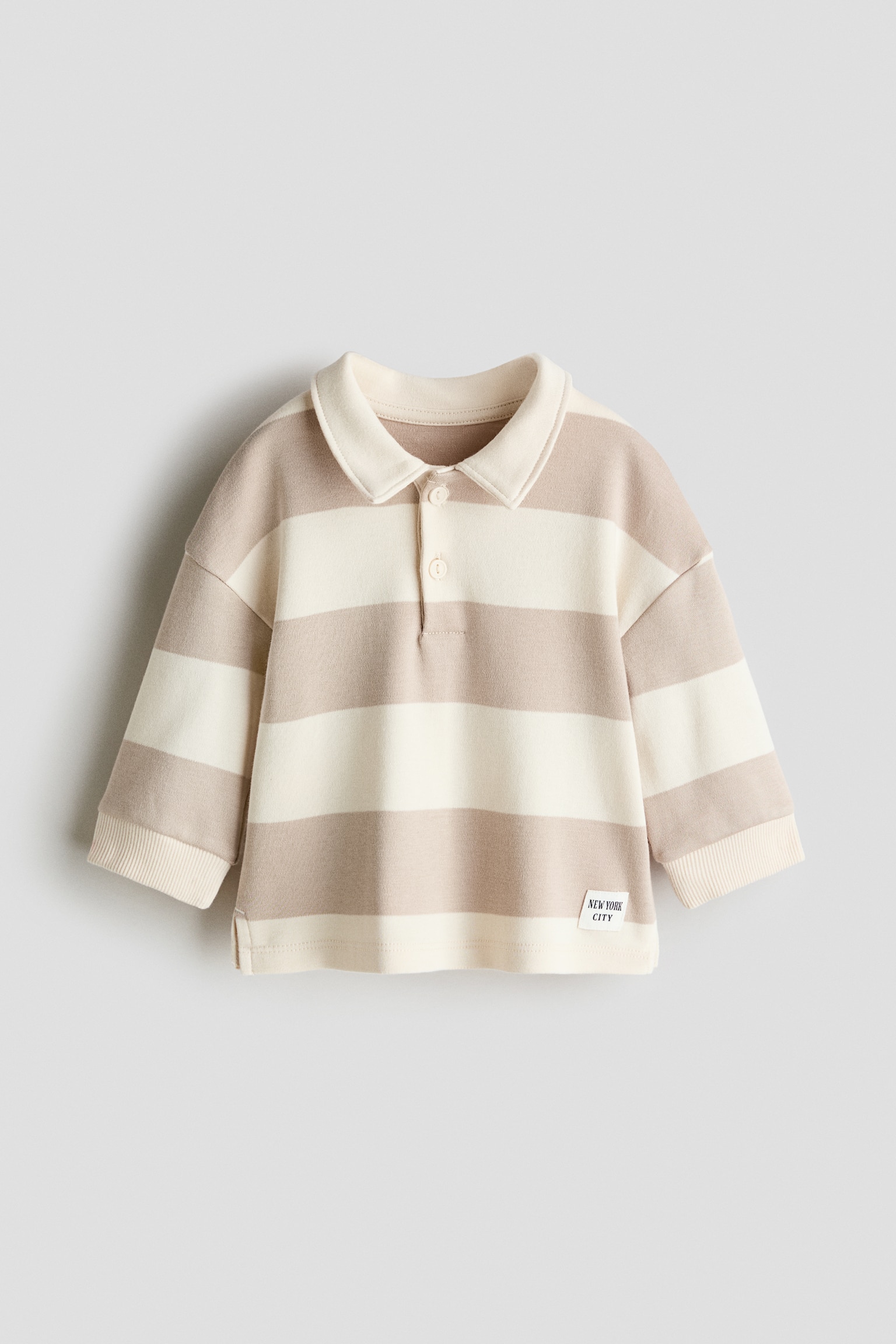 Cotton rugby shirt - Cream/Light beige/White/Navy blue - 1