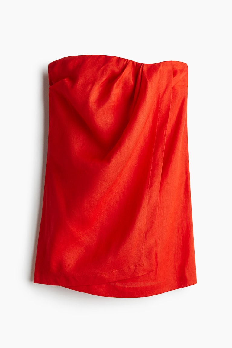 h&m linen blend bandeau dress H&M Linen Bandeau Dress
