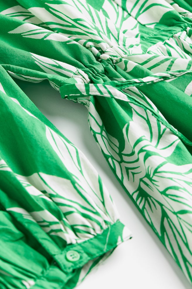 Tie-detail cotton dress - Green/Palm trees/Black/Patterned/Navy blue/Patterned - 6