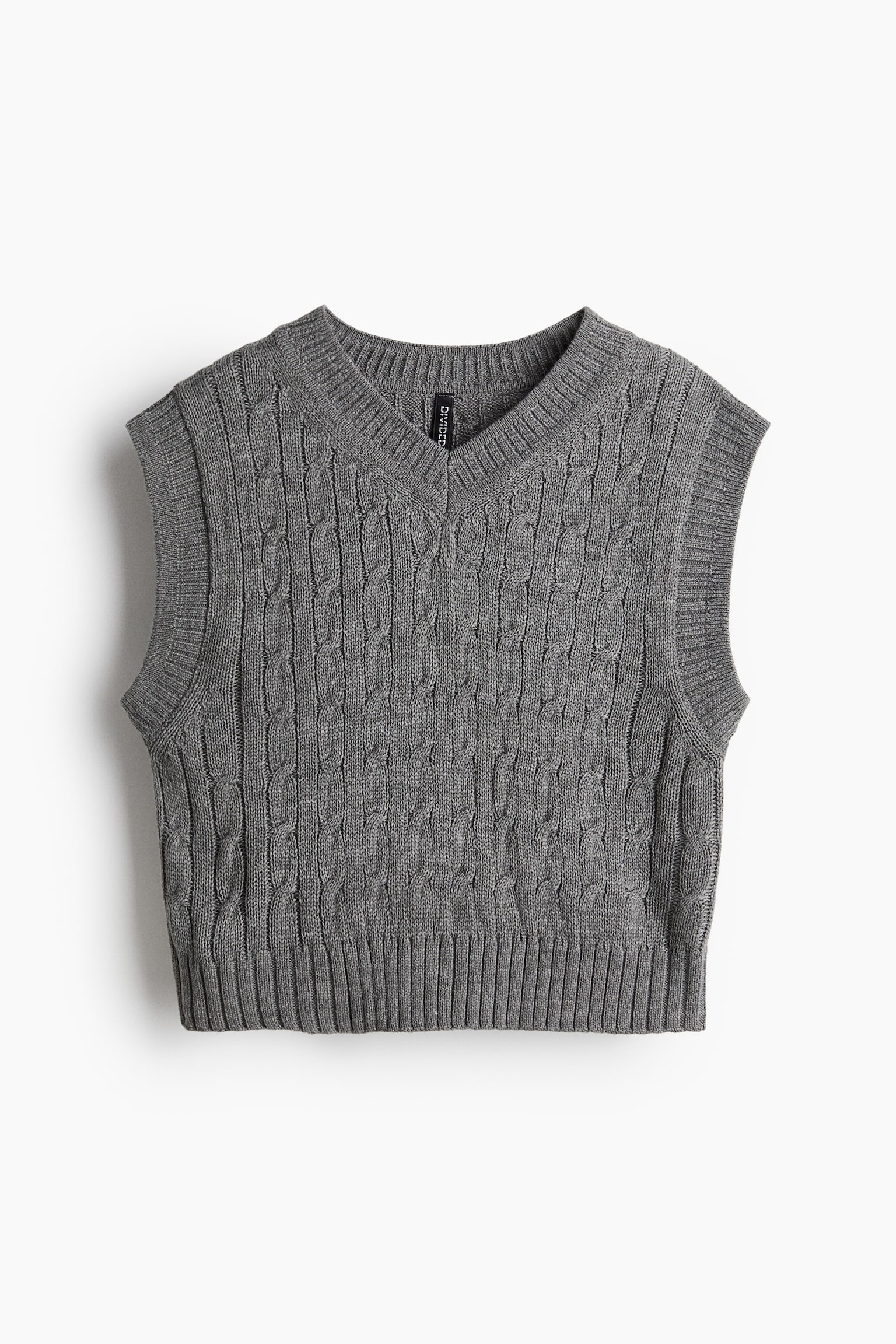 Cable-knit sweater vest - Grey marl/Light beige/Cream/Light dusty pink/Navy blue - 2