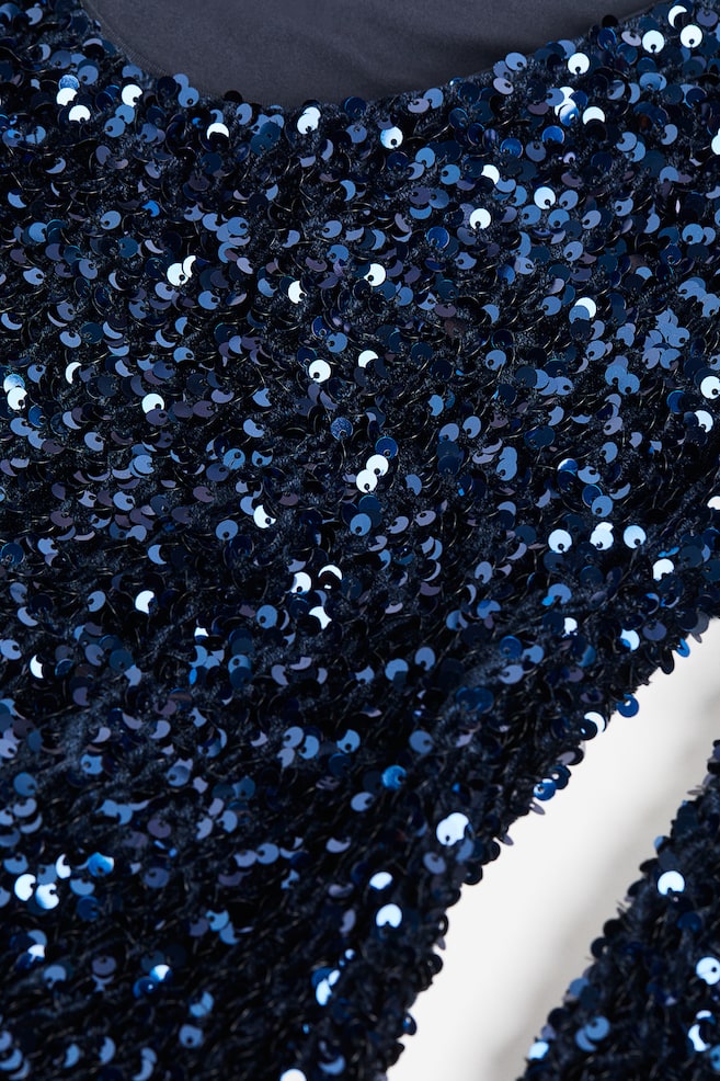 Robe à sequins avec dos décolleté - Bleu foncé/Noir - 3