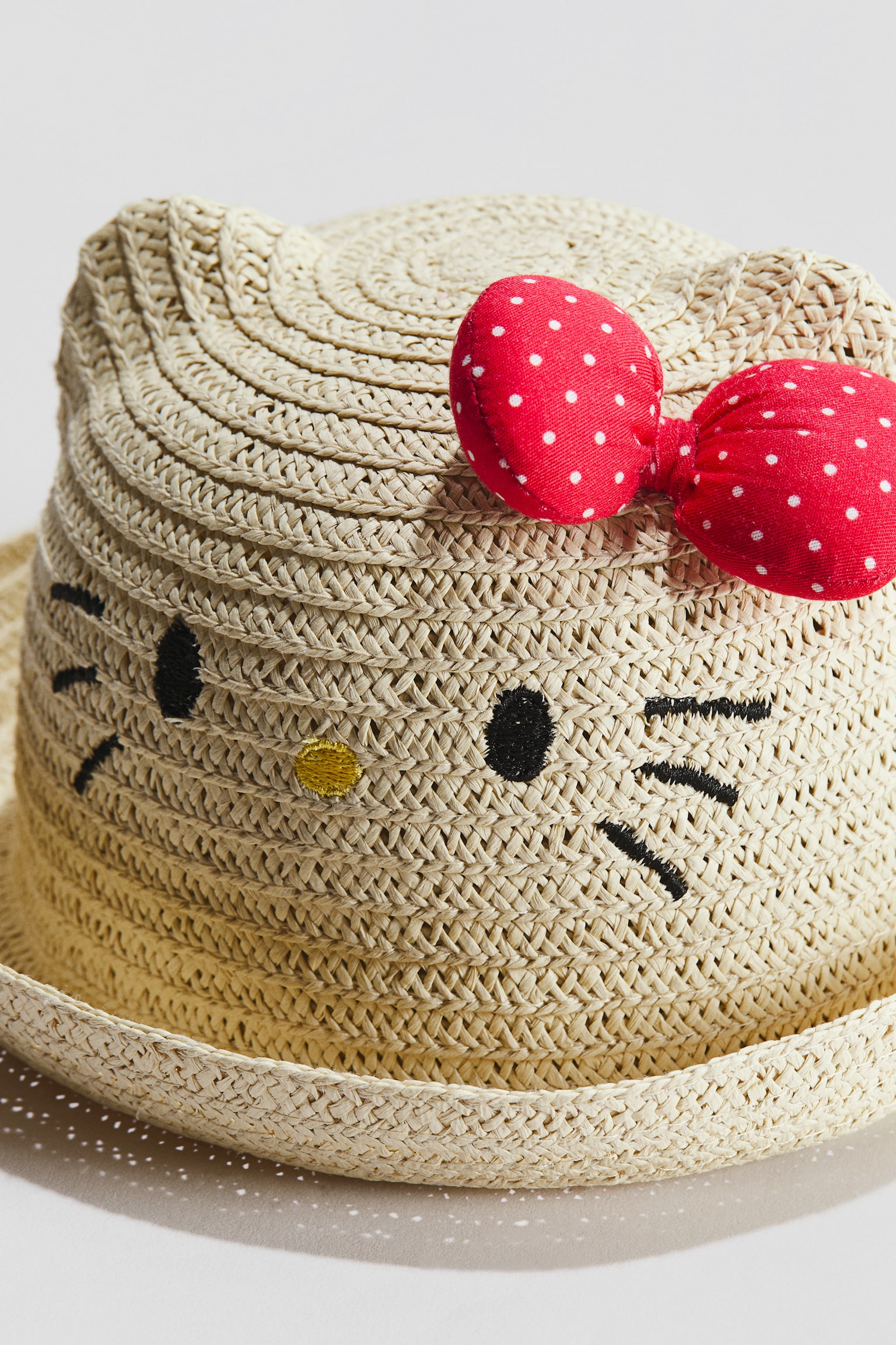 Appliquéd straw hat - Beige/Hello Kitty - 2