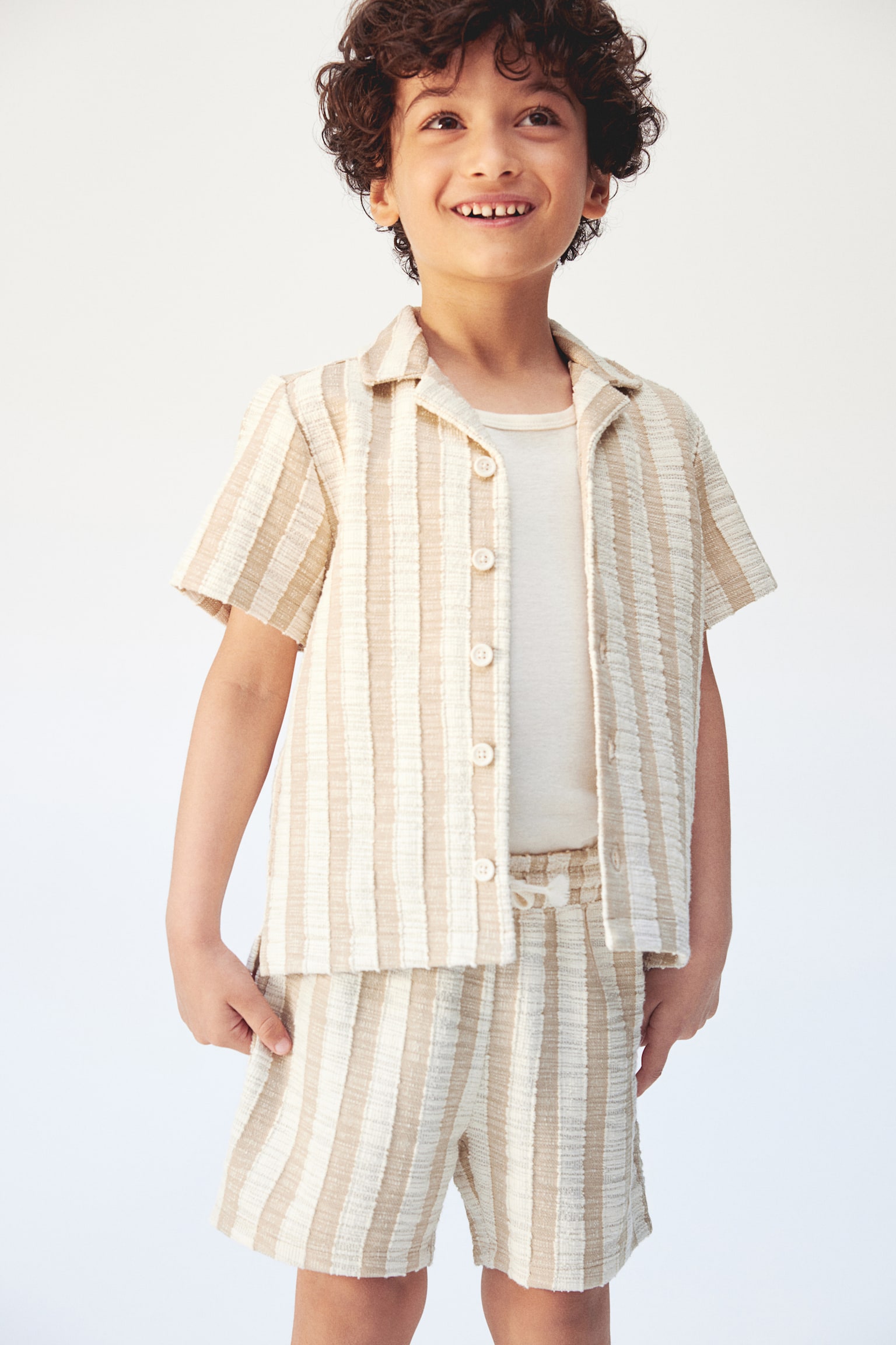 Shirt & Shorts Set - Light beige/Stripe - 5