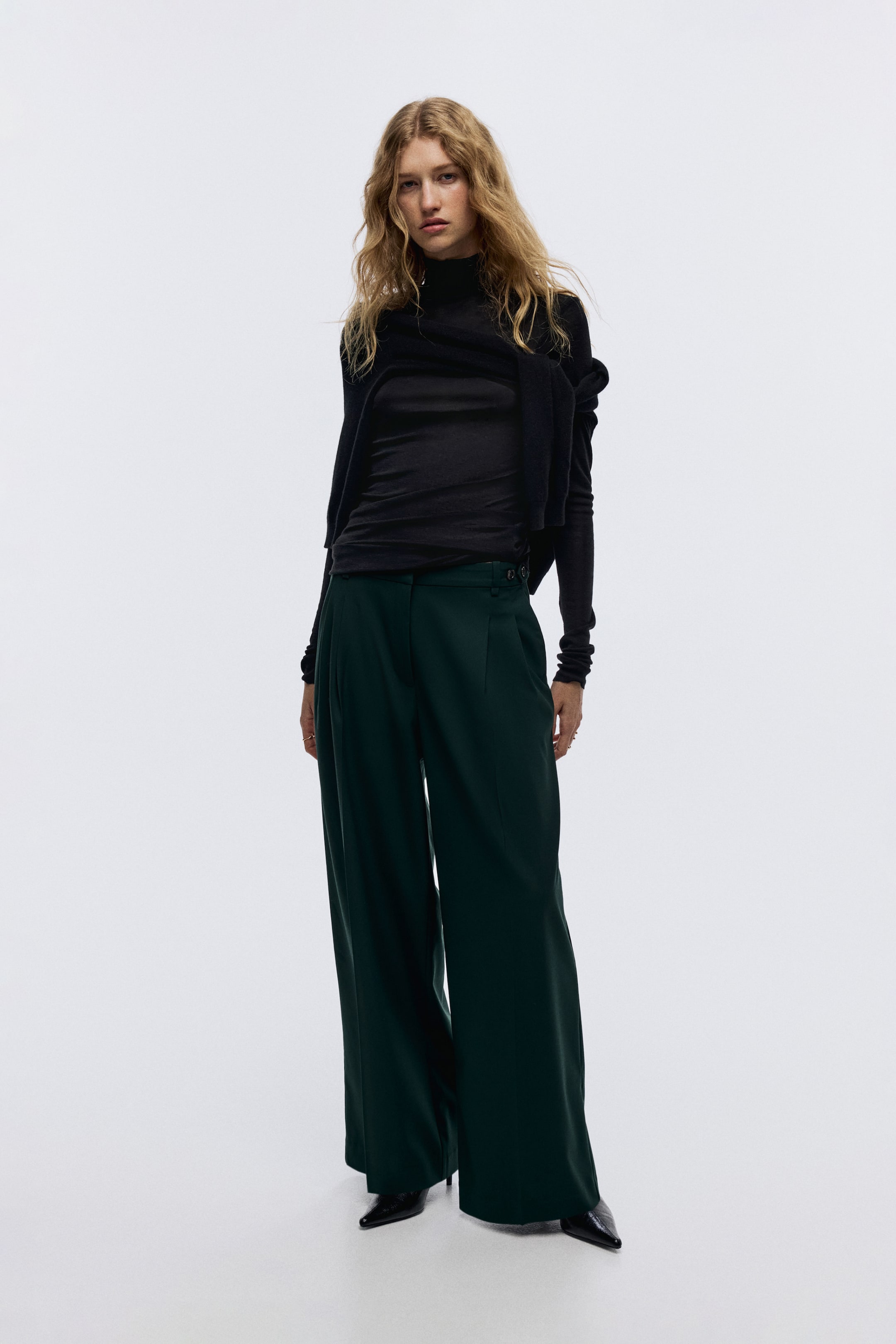 View larger image: Wide-Leg Dress Pants - Dark green - Ladies | H&M US 1