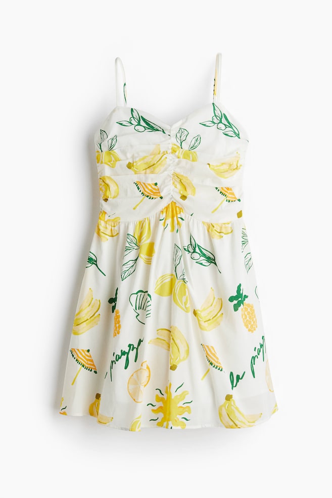 Printed Strappy Dress - White/patterned/Brown/patterned - 1