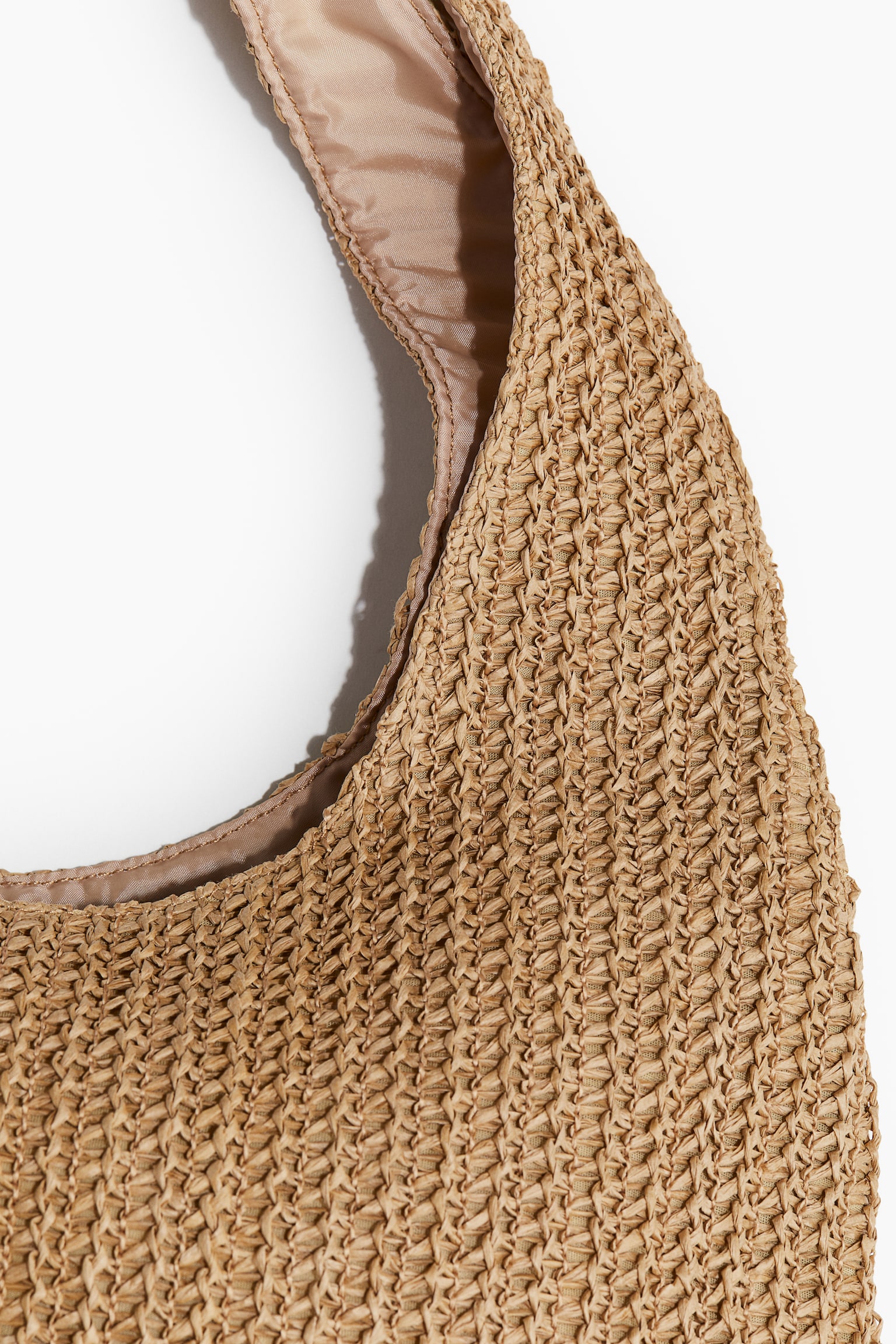 Straw Shoulder Bag - Dark beige/Beige - 4