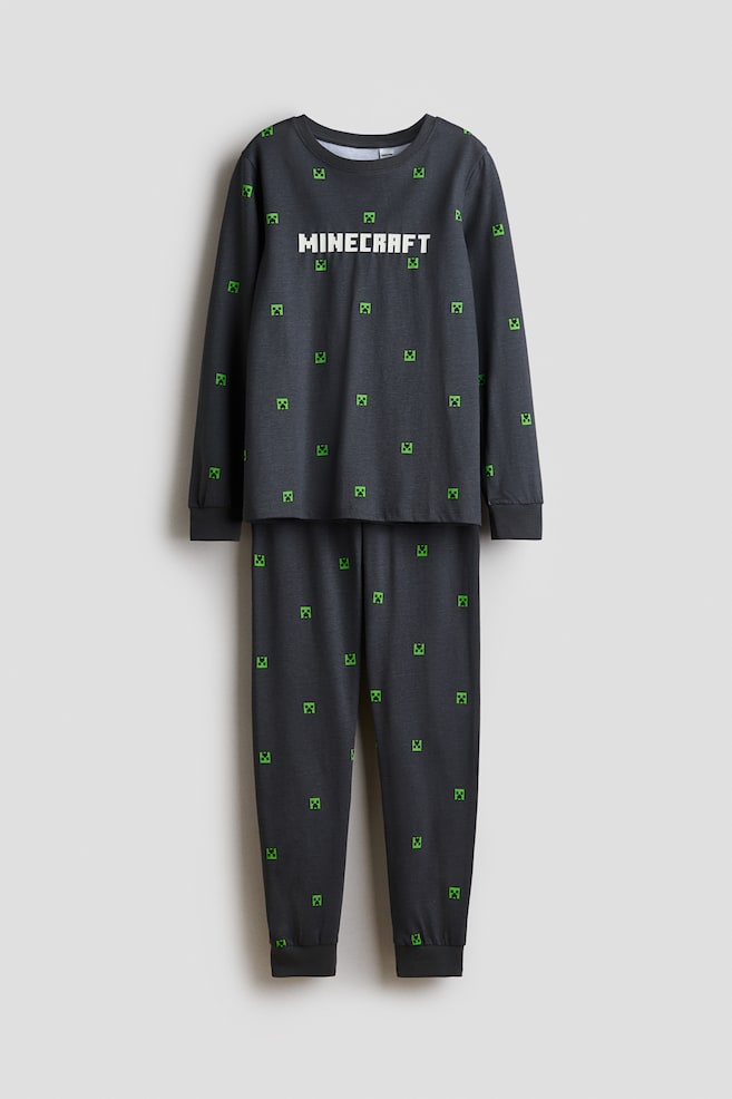 Pijama estampado em jersey de algodão - Cinzento escuro/Minecraft/Azul/Homem-Aranha/Azul/Pokémon/Cinzento mesclado/Hot Wheels/Cinzento claro/Batman/Bege claro/PAW Patrol/Branco/Pokémon/Preto/Sonic the Hedgehog - 1