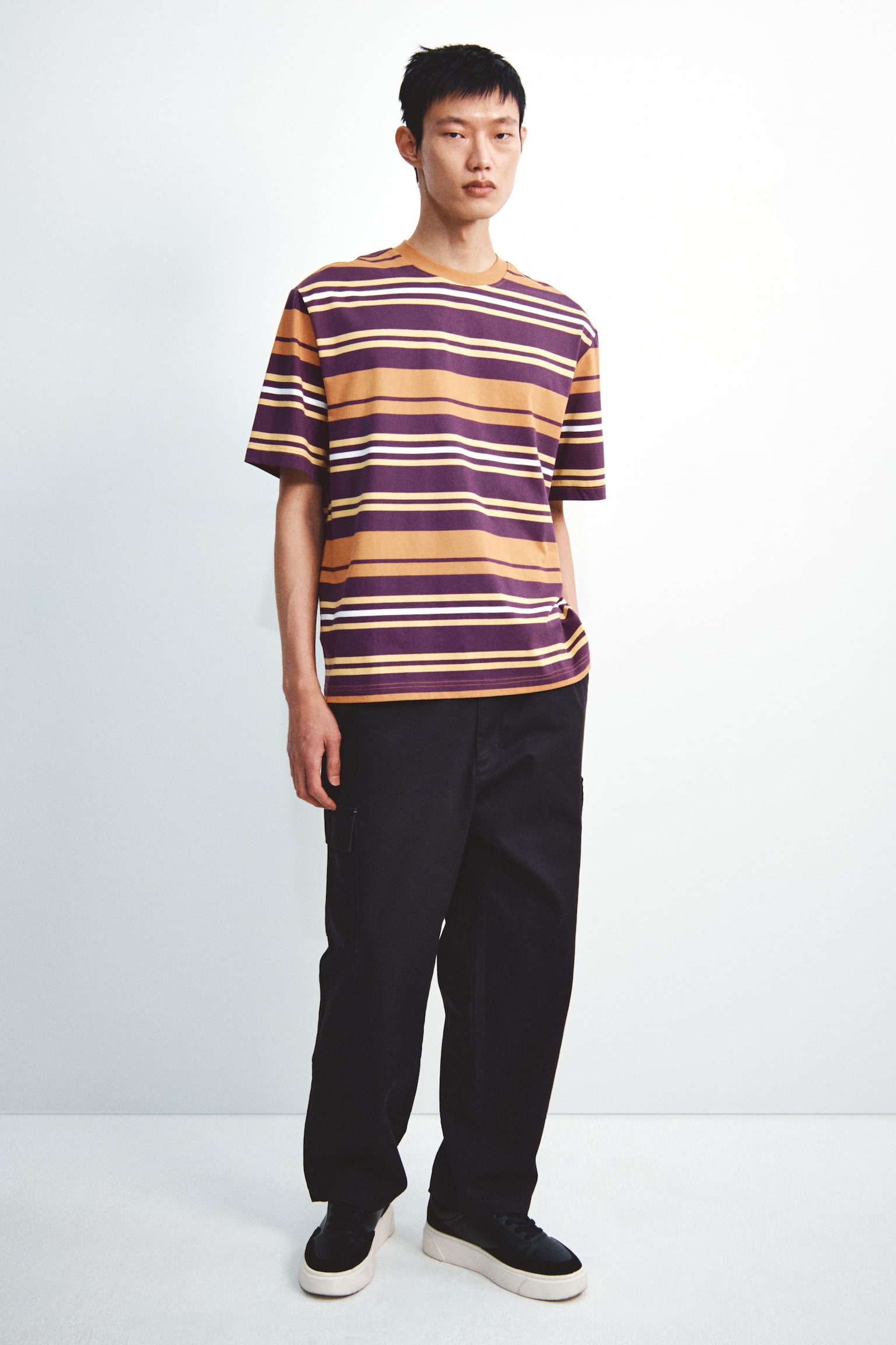 Cotton T-Shirt - Orange/striped/White/striped/Black/striped - 6