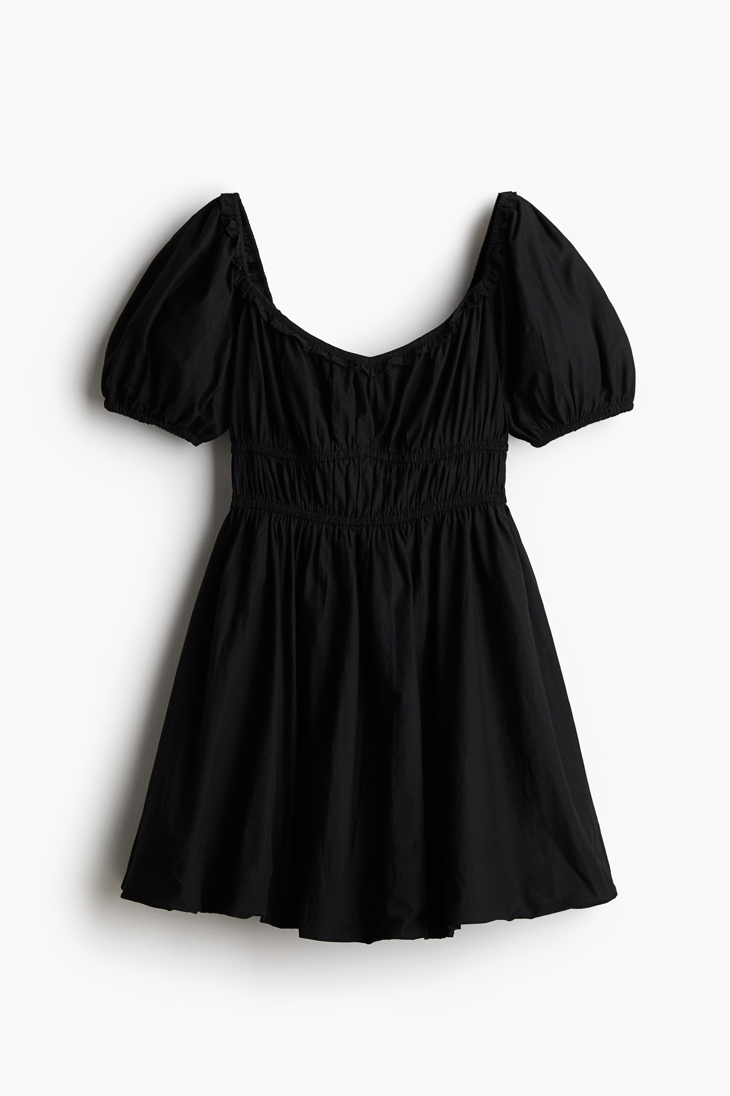 Abito in cotone con bordo a pallocino in basso - Nero/Bianco/blu fiori