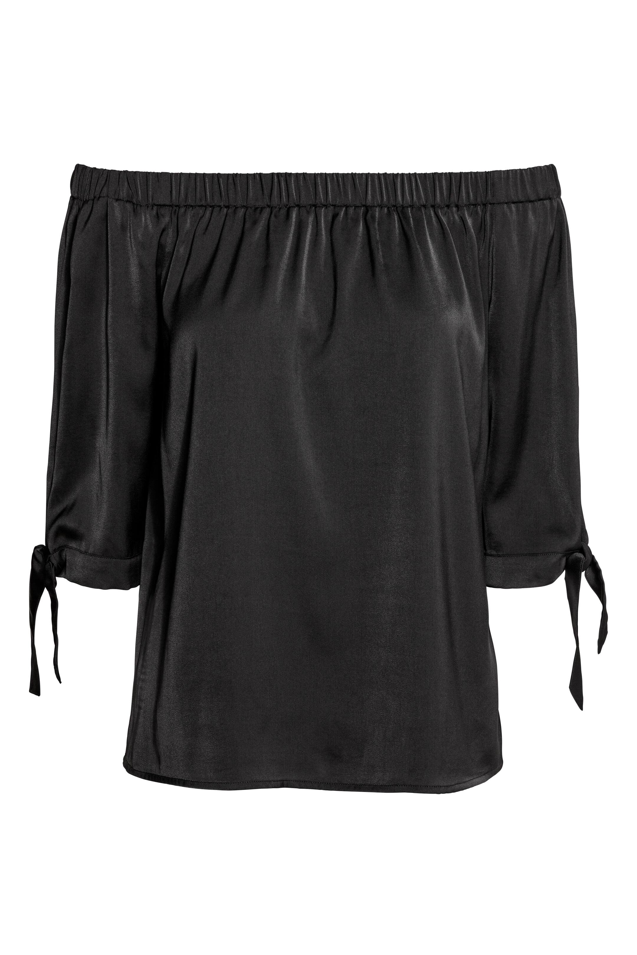 Grotere afbeelding bekijken: Off-the-shoulderblouse - Zwart - DAMES | H&M NL 1