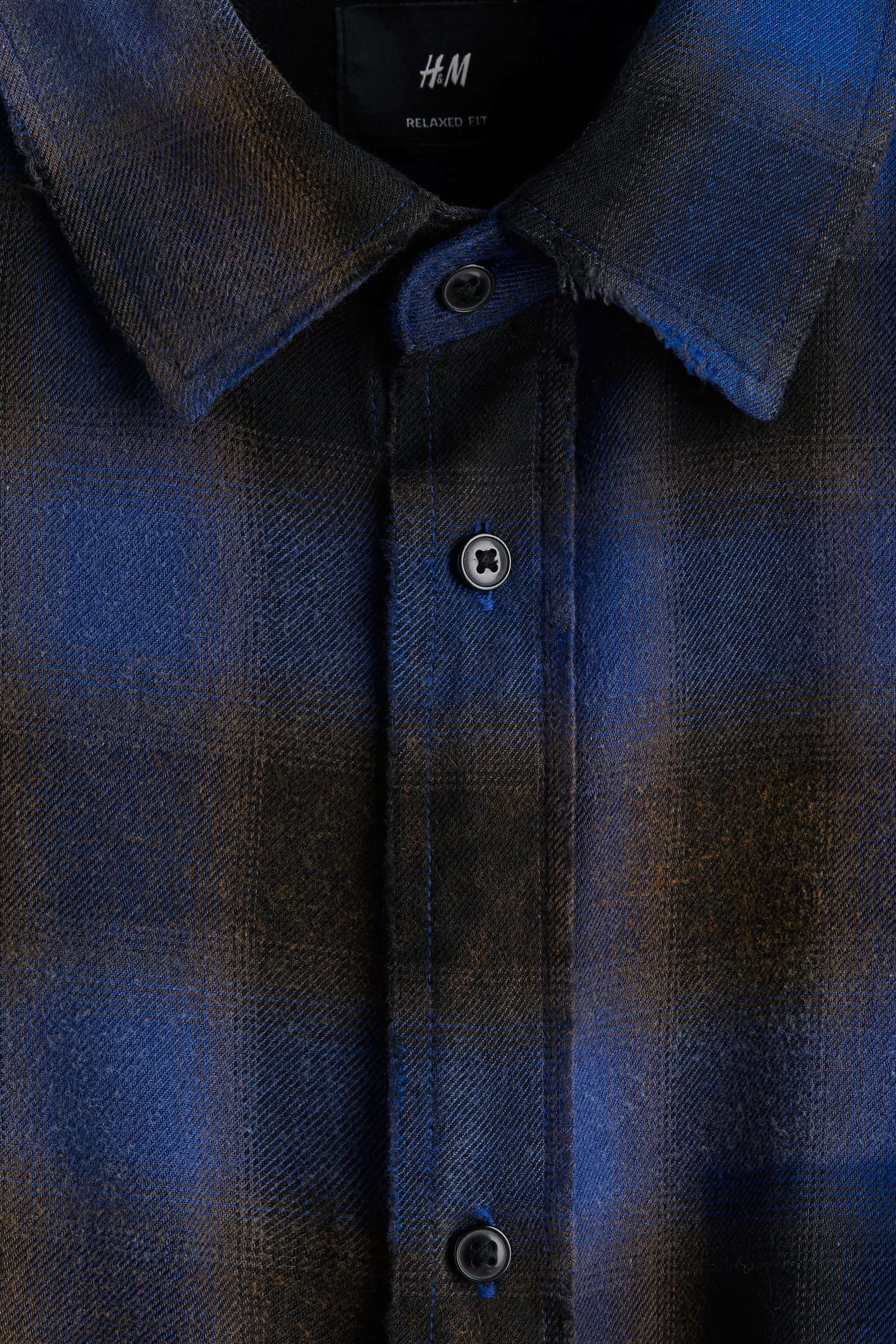 休閒剪裁棉質混紡襯衫 - 藍色/格紋/深咖啡色/格紋 - 6