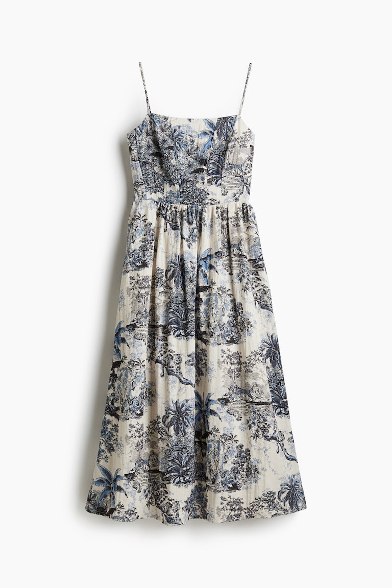 Women's Blue/patterned Strappy Midi Dress | H&M US Women's Blue/patterned Strappy Midi Dress | H&M US