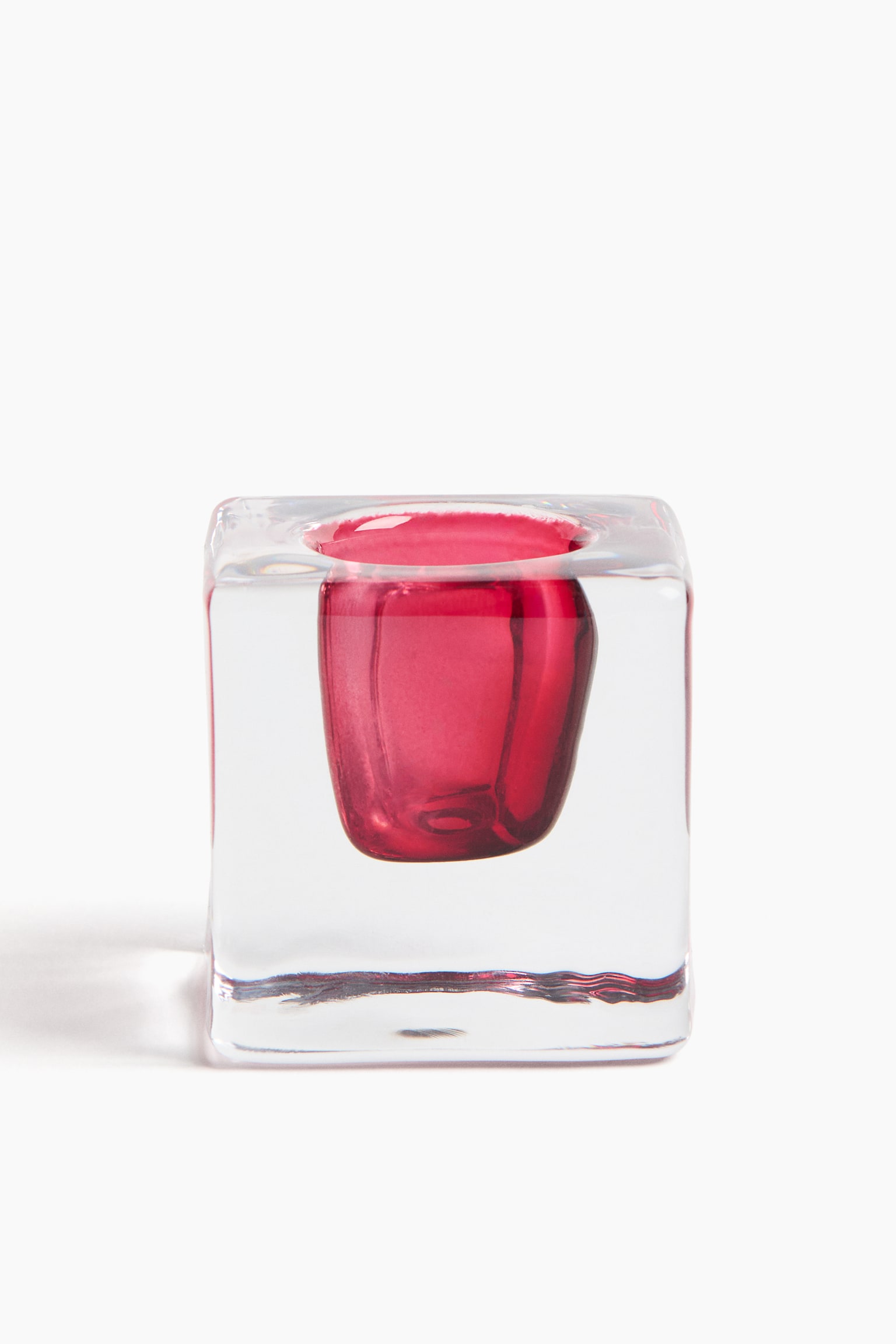 Small Glass Candlestick - Red/transparent/Green/transparent/Gray/transparent